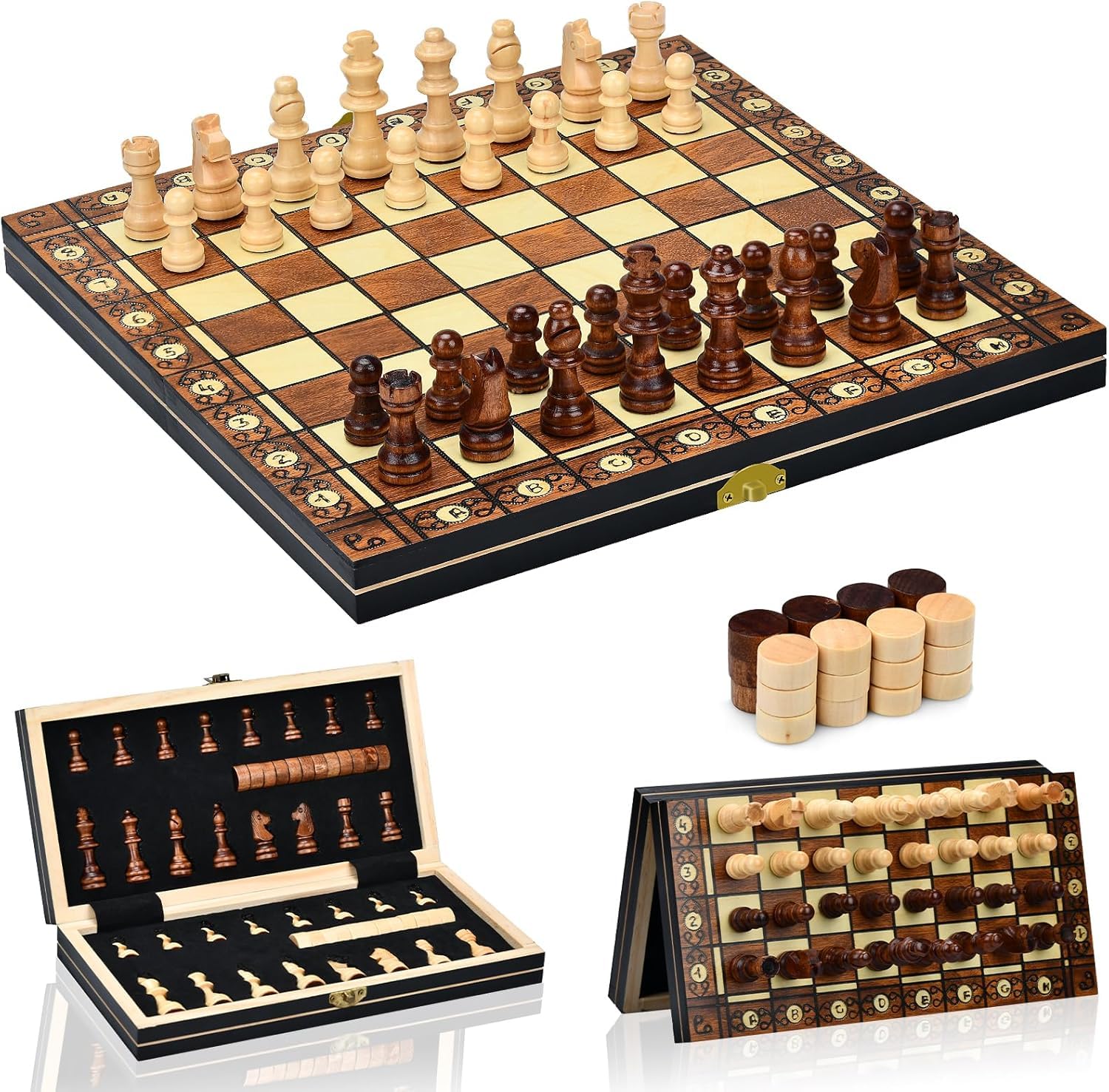 Aissom jeu d'échecs magnétique pliable en bois, 29 x 29 cm — idée cadeau original