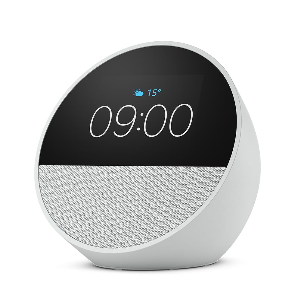 Amazon Echo Spot (nouvelle génération), réveil connecté avec Alexa (blanc) — idée cadeau original
