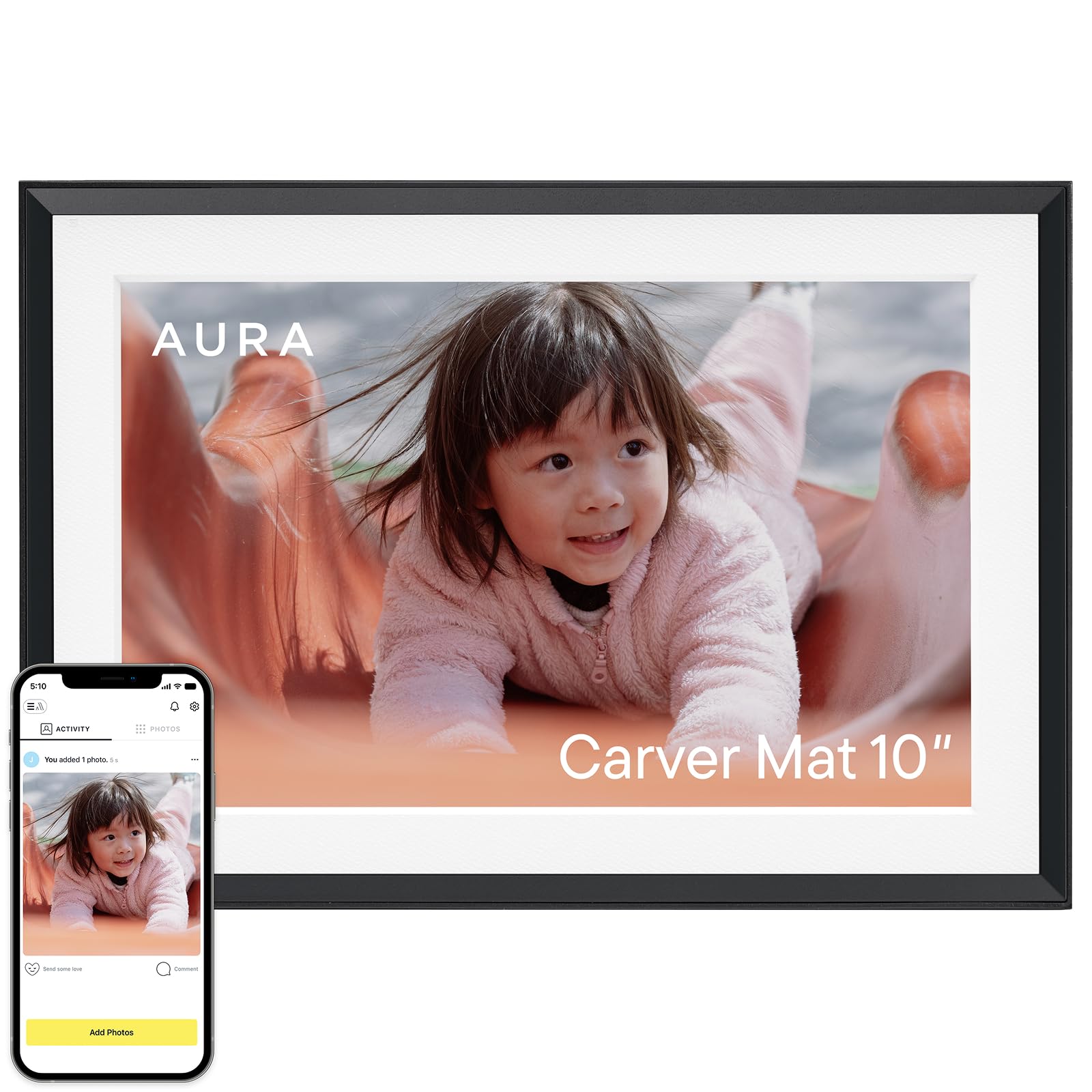 Aura Carver Digital Picture Frame, 10" HD (Gravel Mat) — original gift idea