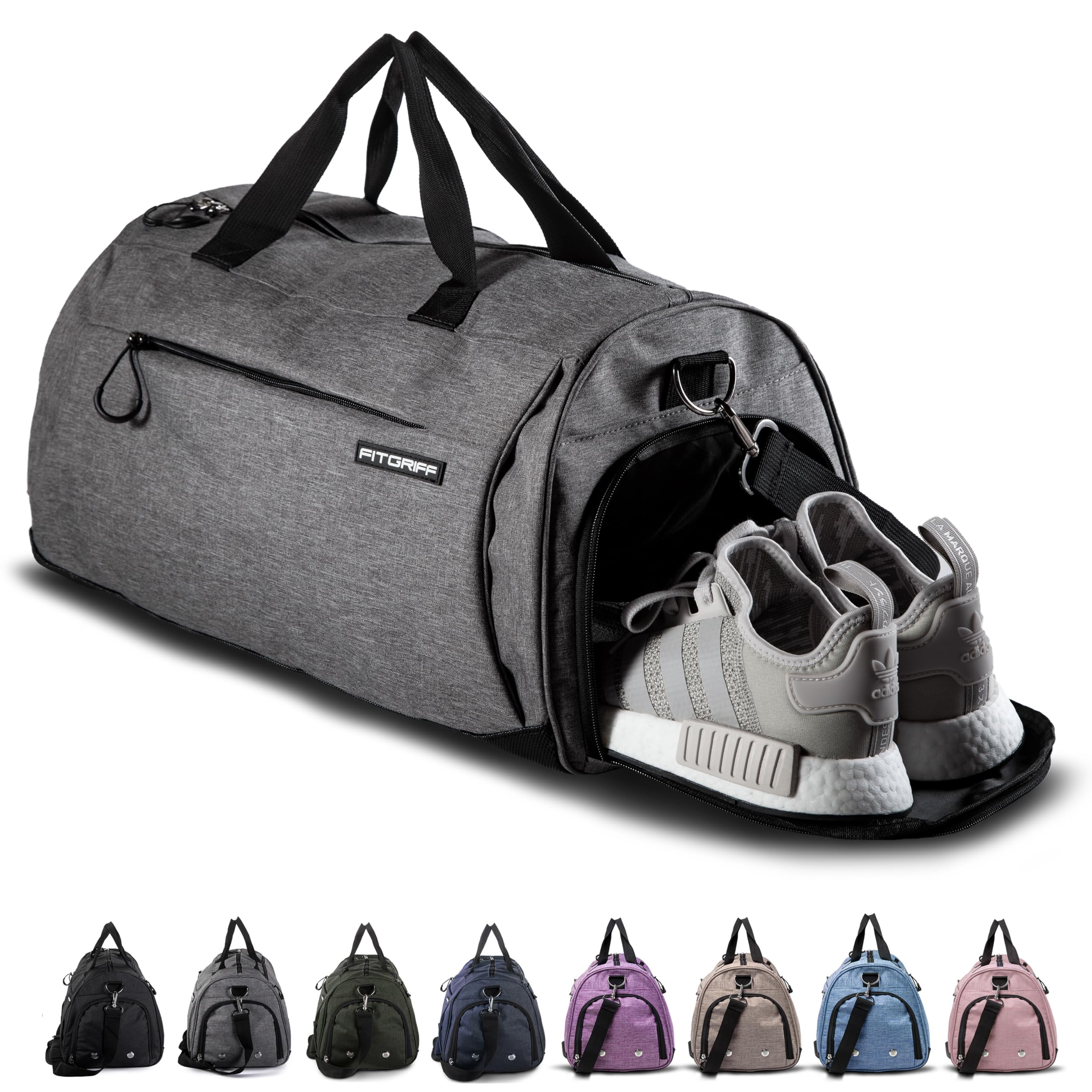 Fitgriff Gym Bag with Shoe & Wet Compartment, Grey (Medium) — original gift idea