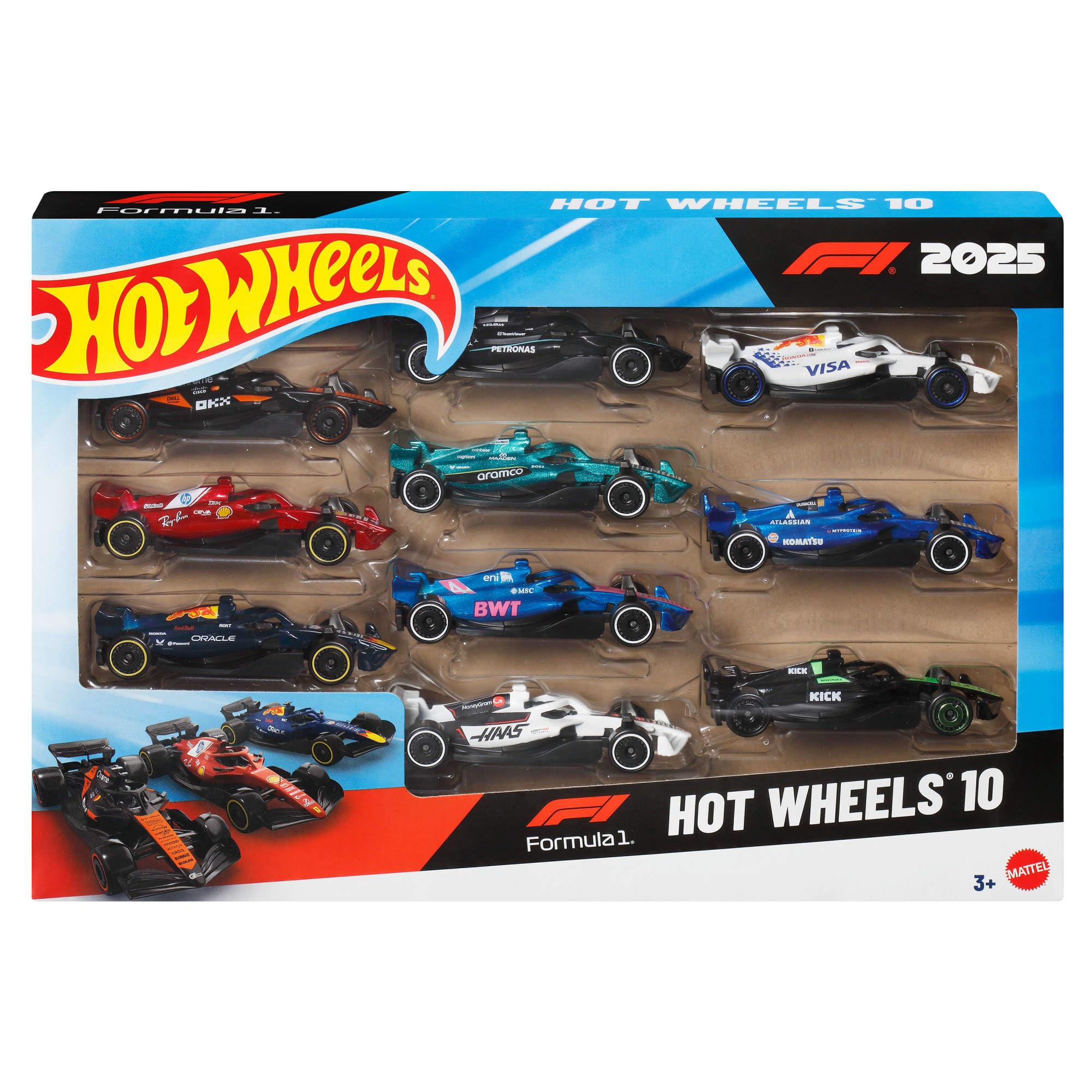Hot Wheels Formule 1 2025, coffret de 10 voitures — idée cadeau original