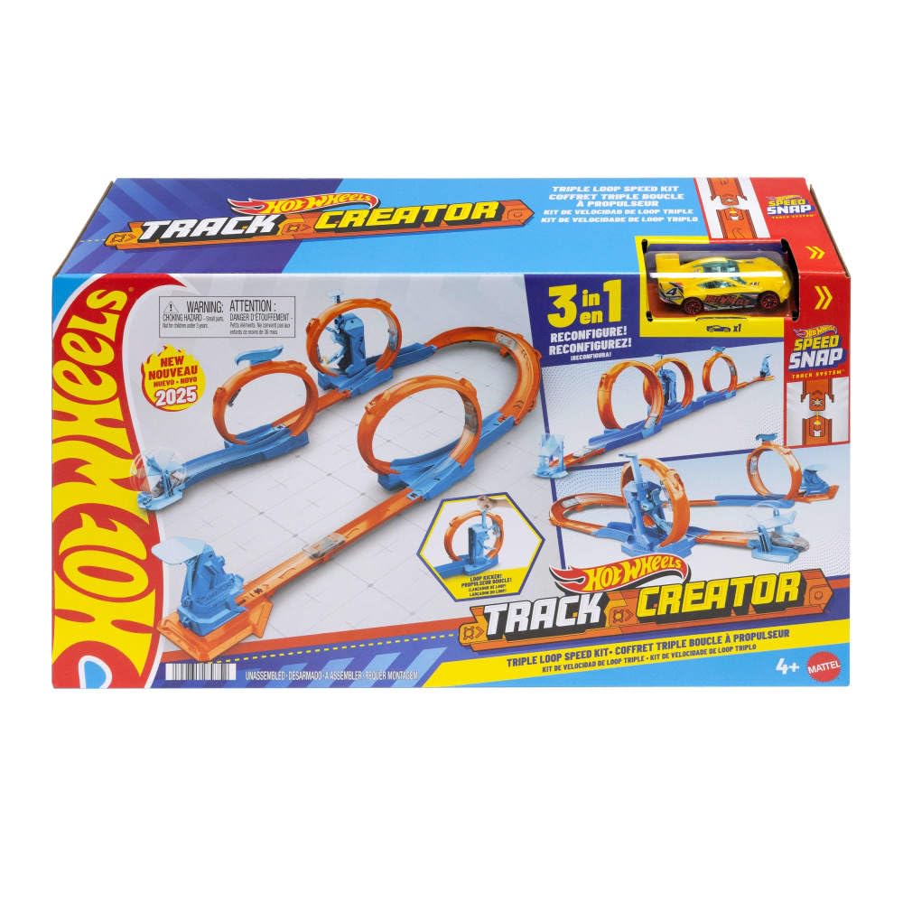 Hot Wheels Track Builder Triple Loop Kit with 1:64 Scale Car — original gift idea