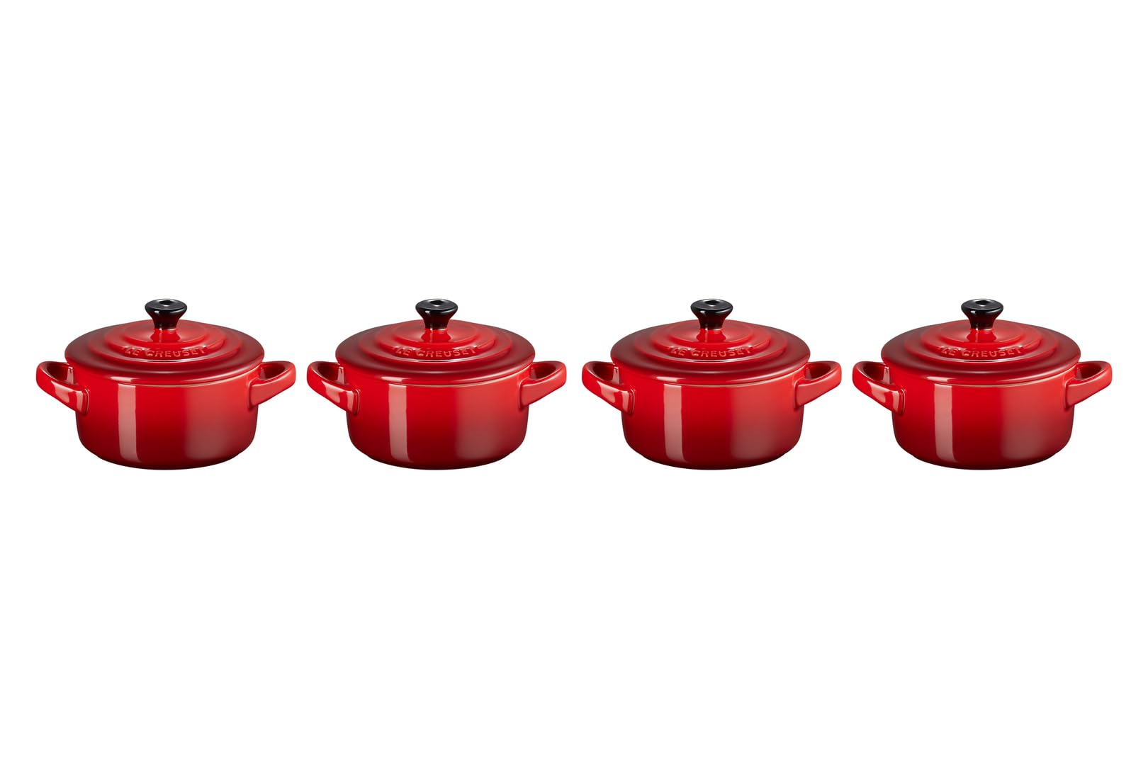 Le Creuset Set de 4 mini cocottes rondes 10 cm — Cerise — idée cadeau original