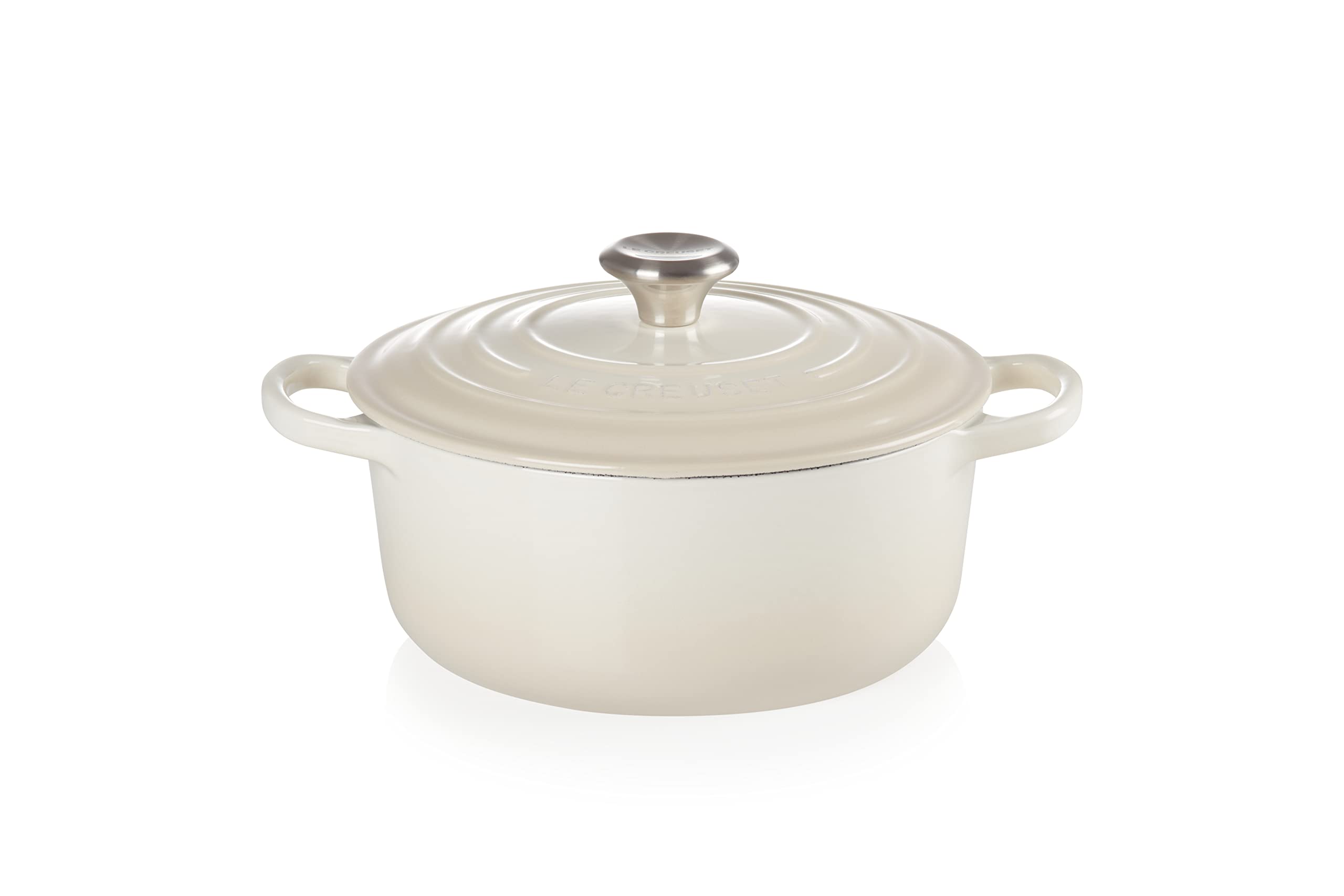 Le Creuset Signature, cocotte ronde en fonte émaillée 20 cm, Meringue — idée cadeau original