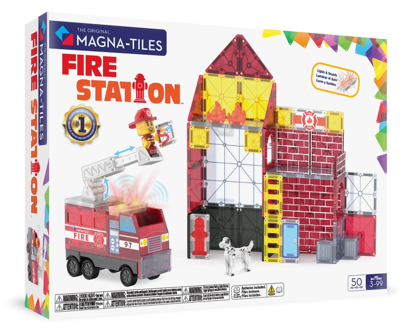 MAGNA-TILES Fire Station 50-Piece Magnetic Construction Set — original gift idea