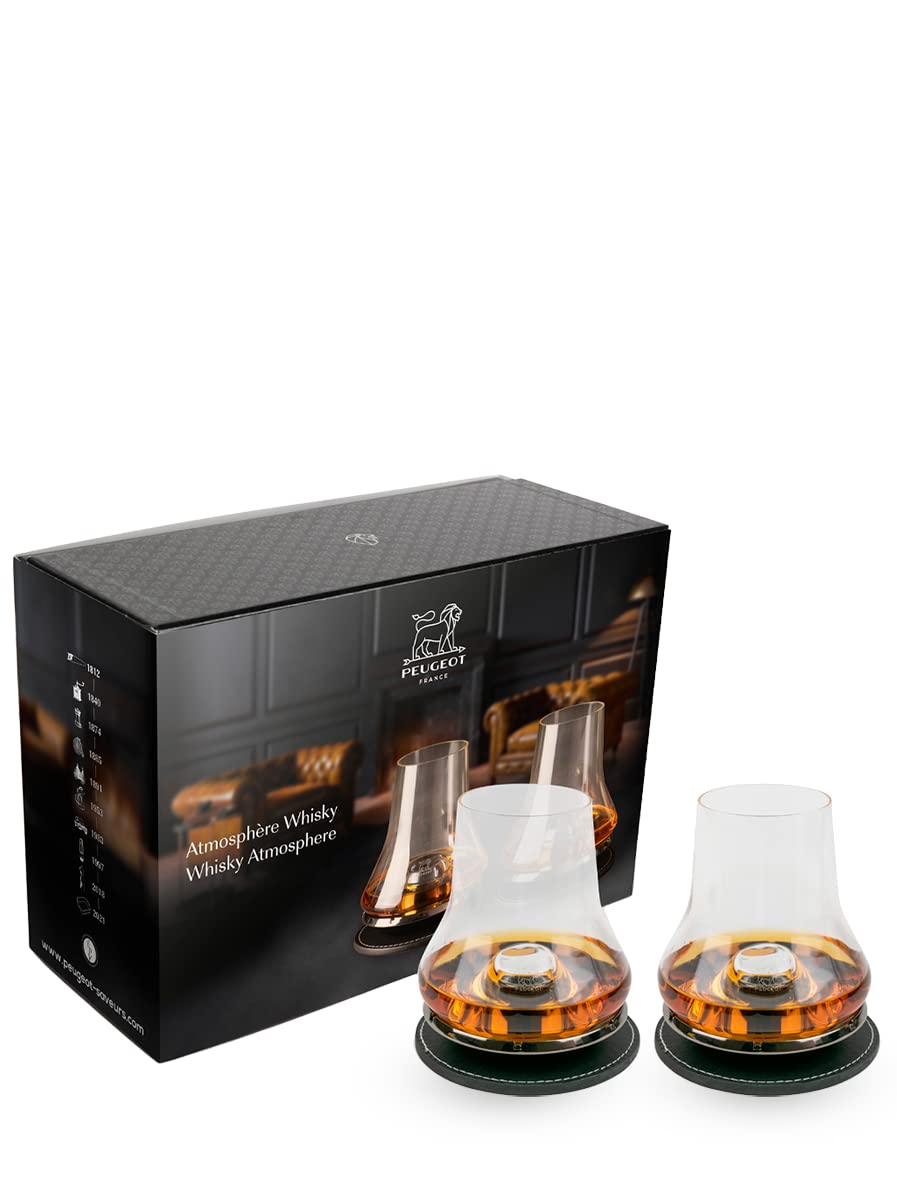 Peugeot, coffret dégustation whisky (2 verres, 2 socles rafraîchissants) — idée cadeau original