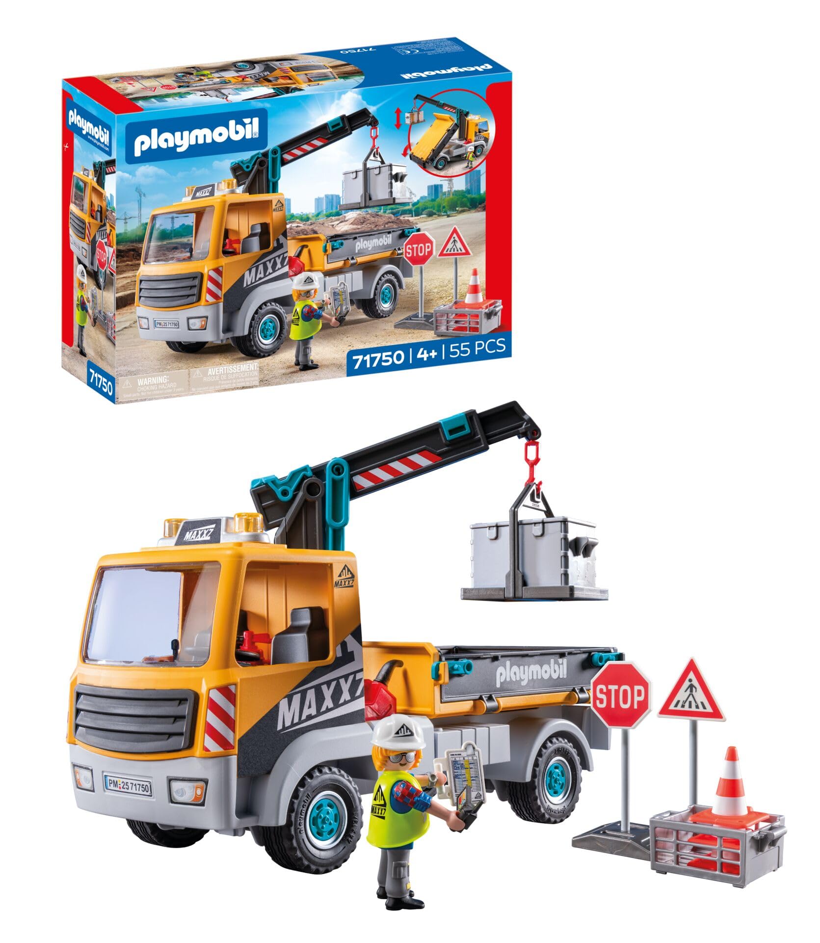 PLAYMOBIL Construction Site Truck with Crane (71750) — original gift idea