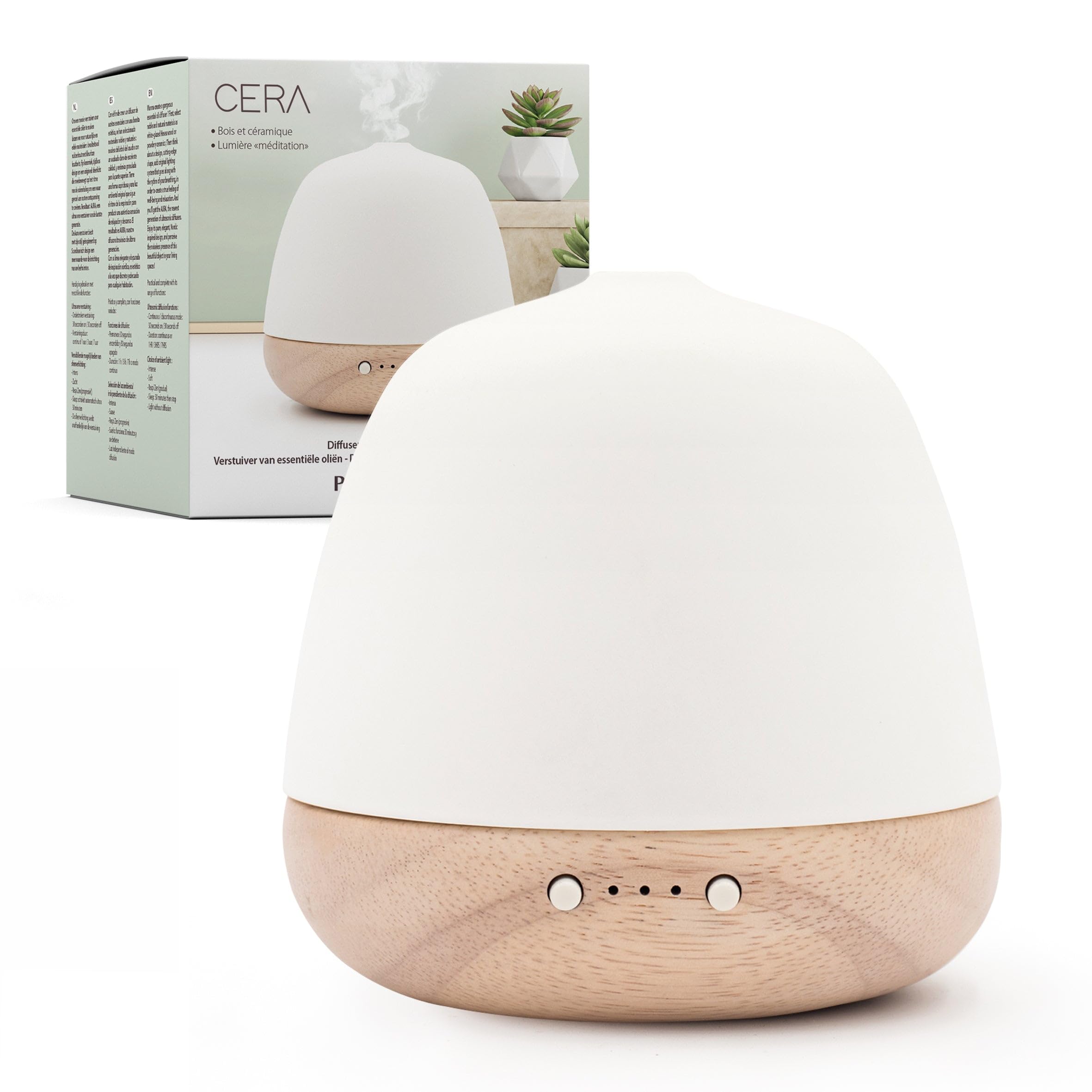 Pranarôm Cera, diffuseur ultrasonique bois et céramique — idée cadeau original