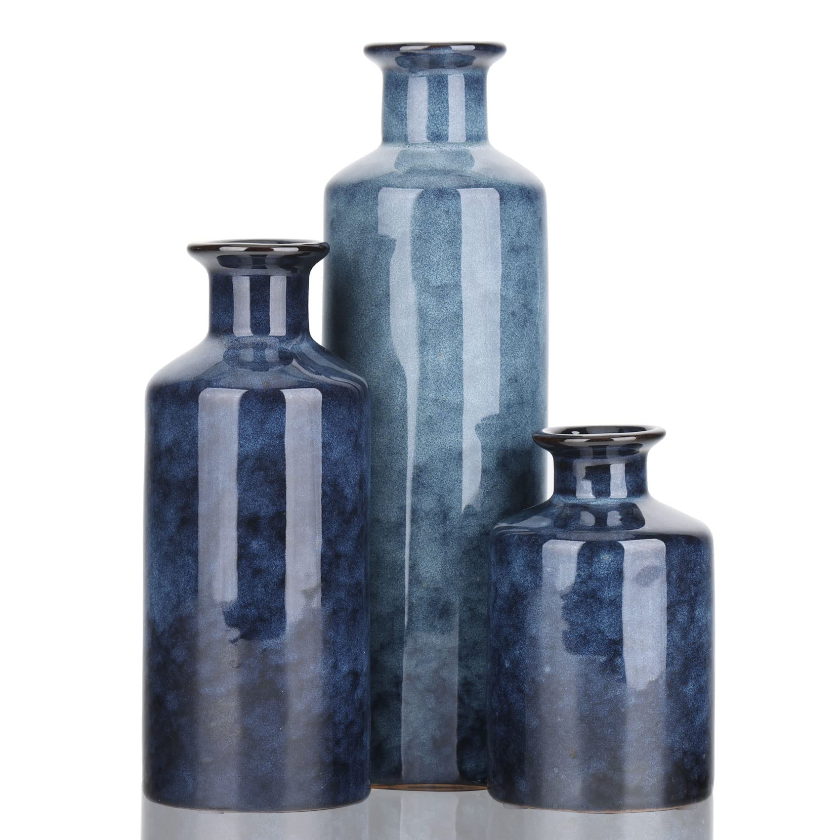 QIANLING Blue Ceramic Vase Set of 3 — original gift idea