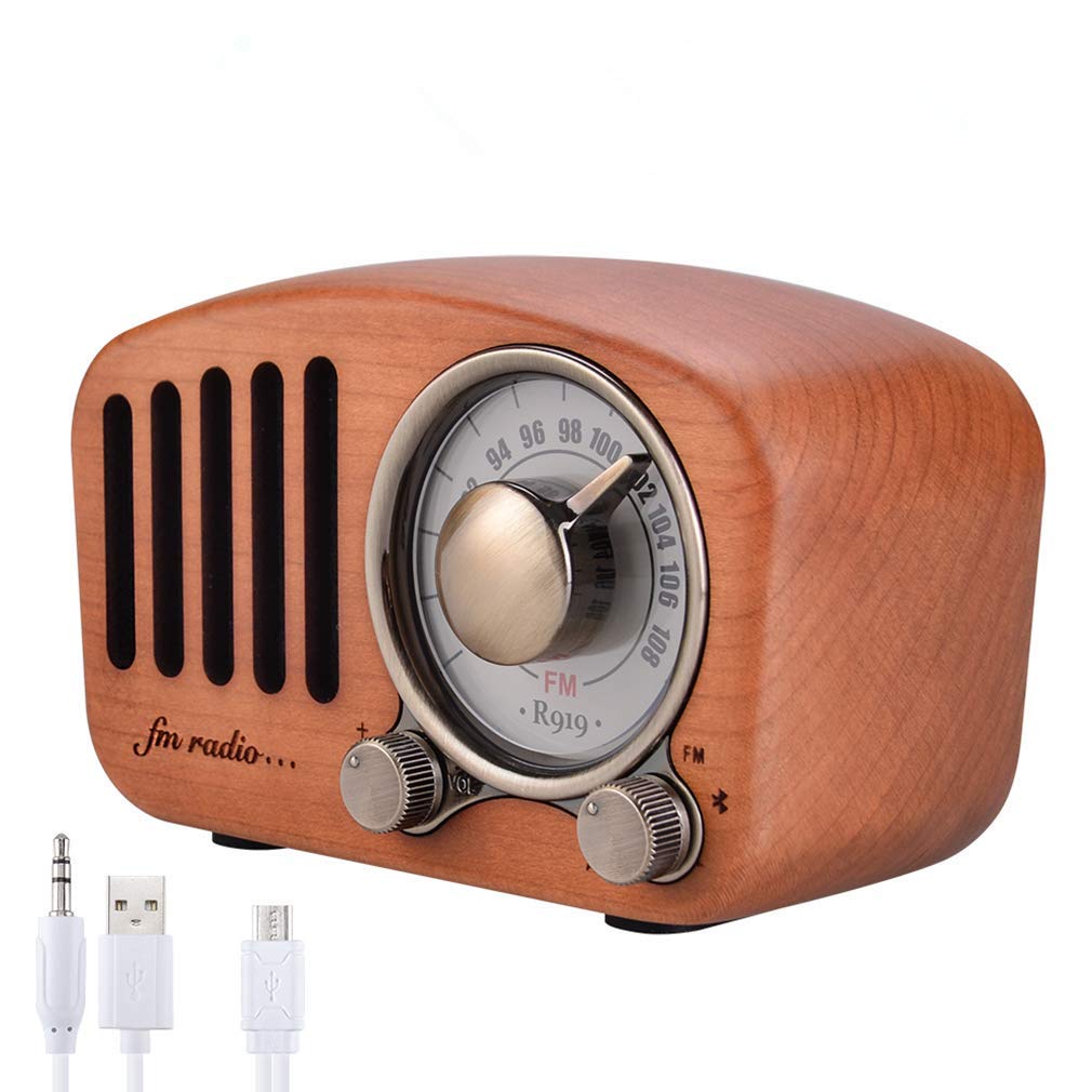 Qoosea, radio rétro en bois avec enceinte Bluetooth — idée cadeau original