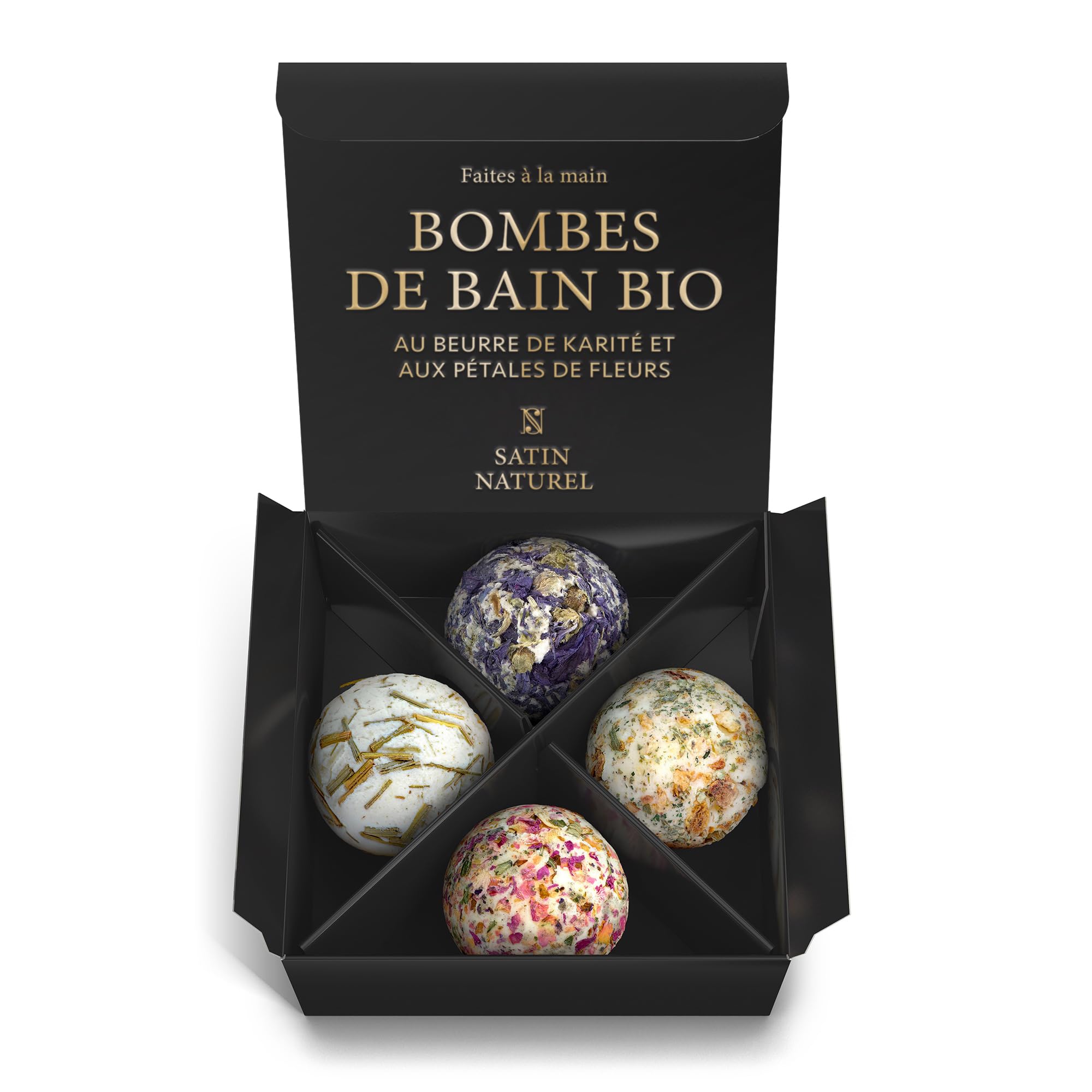 Satin Naturel, coffret de 4 bombes de bain bio — idée cadeau original