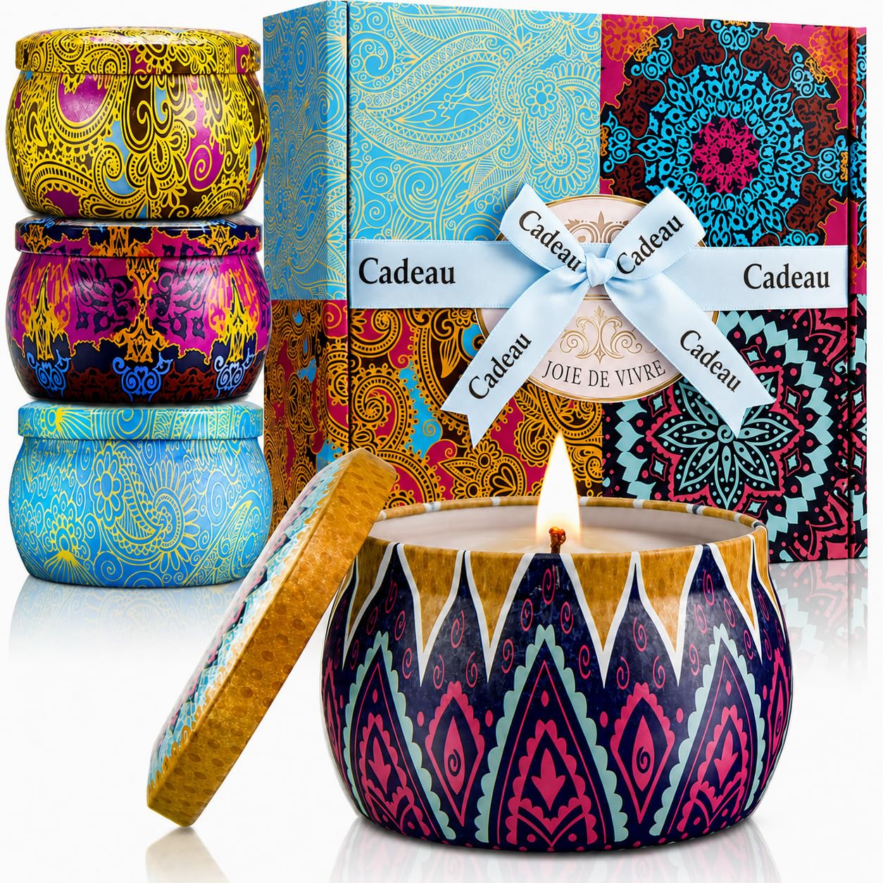 YMing, coffret de 4 bougies parfumées à la cire de soja — idée cadeau original