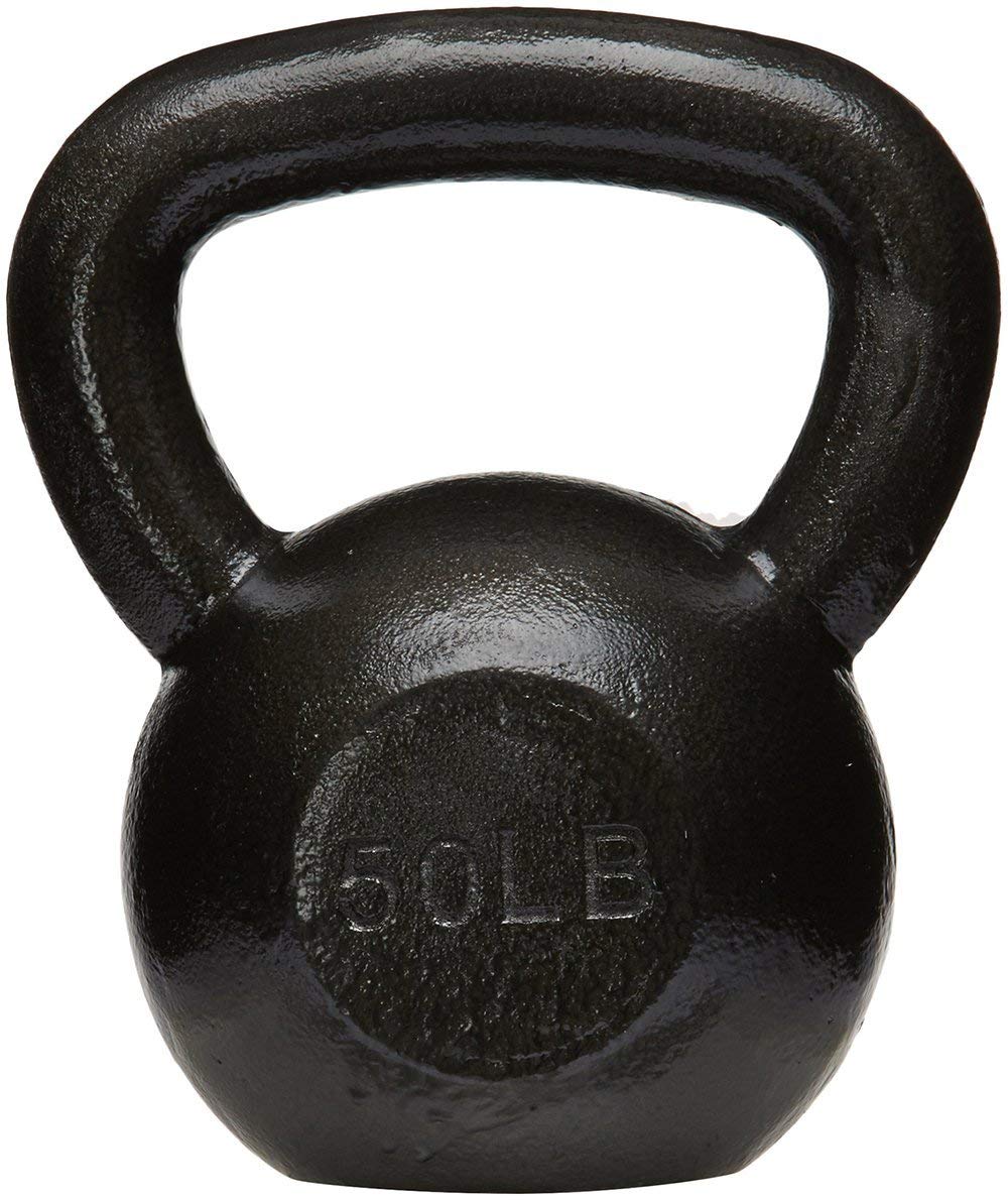 Amazon Basics Cast Iron Kettlebell, 50 lb, Black — original gift idea