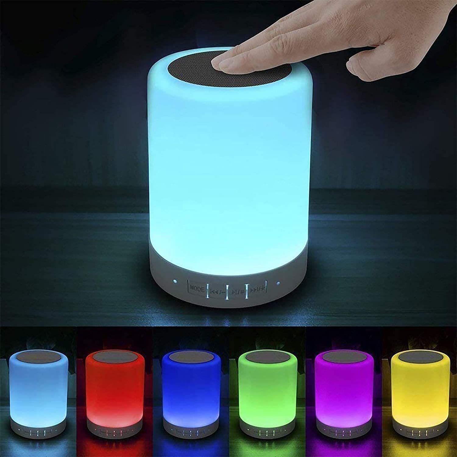 Night Light with Bluetooth Speaker, Touch Lamp Rechargeable Relaxing Cool — original gift idea