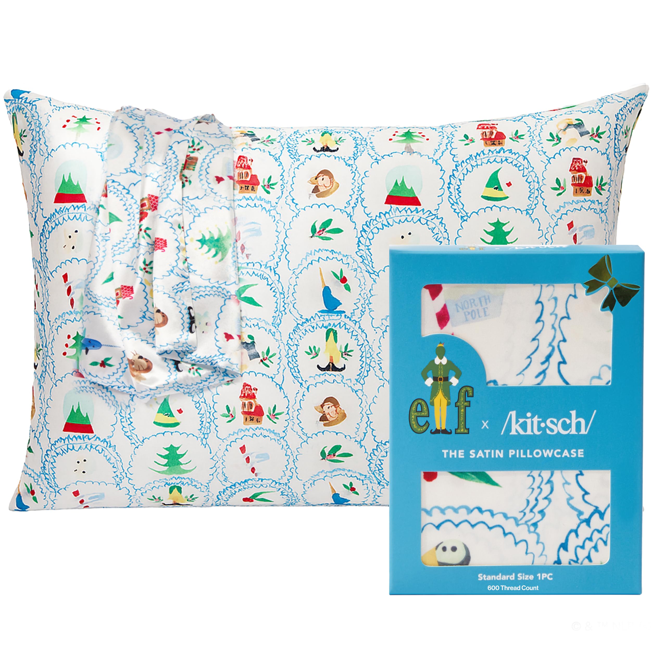 Kitsch x Elf North Pole Satin Pillowcase - Standard Size — original gift idea