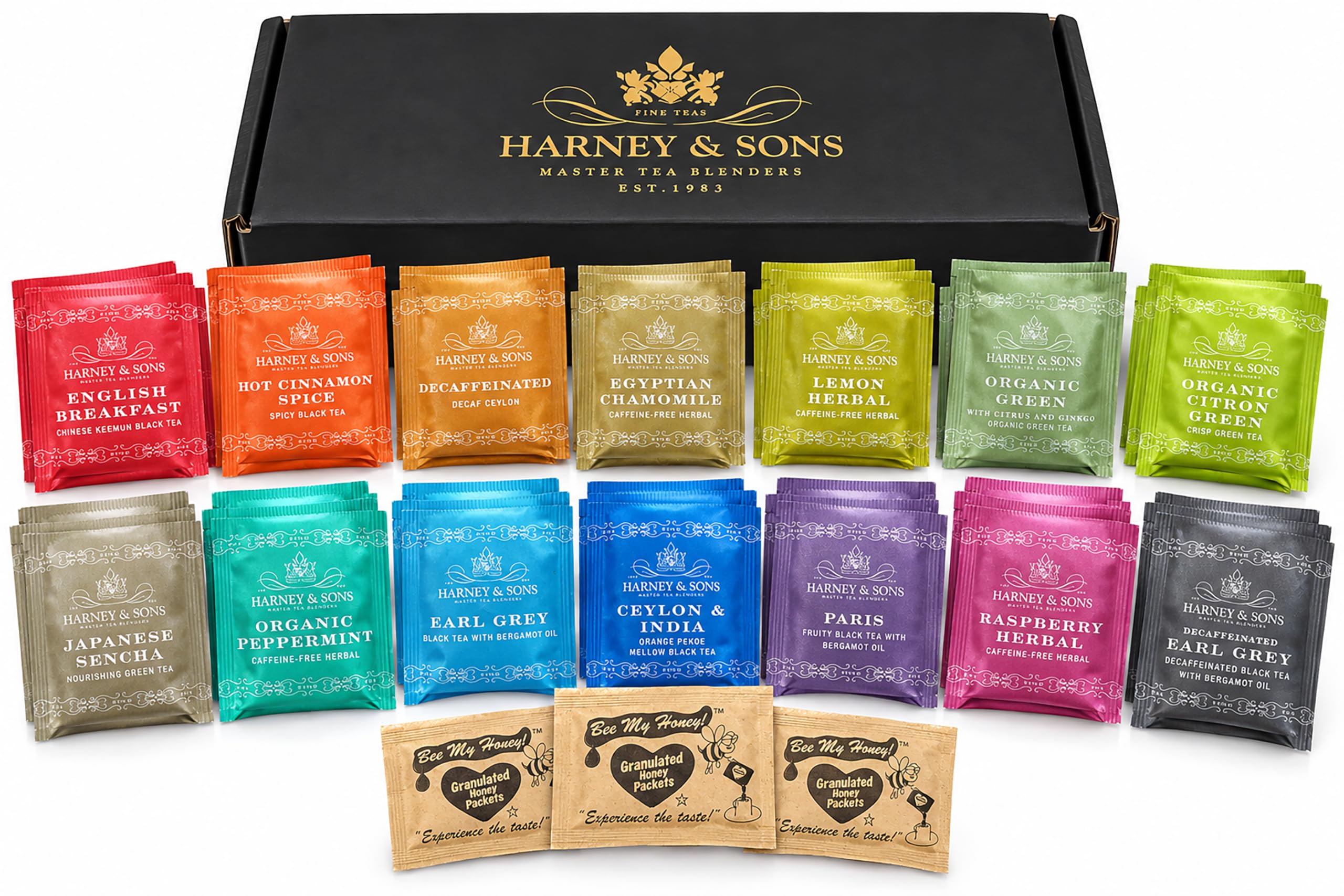 Harney & Sons Tea Bag Sampler, 42 Bags with Honey Crystals — original gift idea