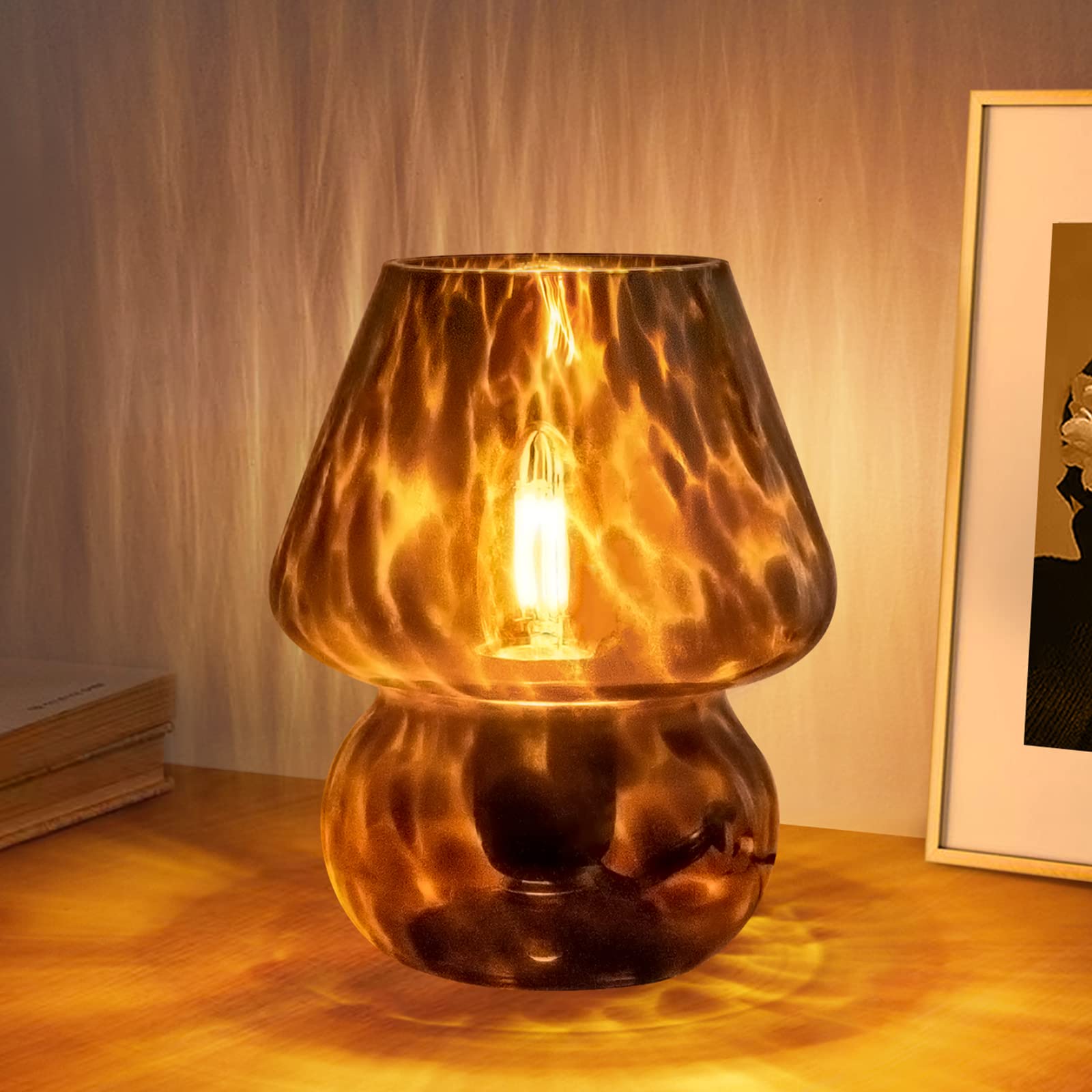 ONEWISH Glass Mushroom Lamp, Dimmable — original gift idea