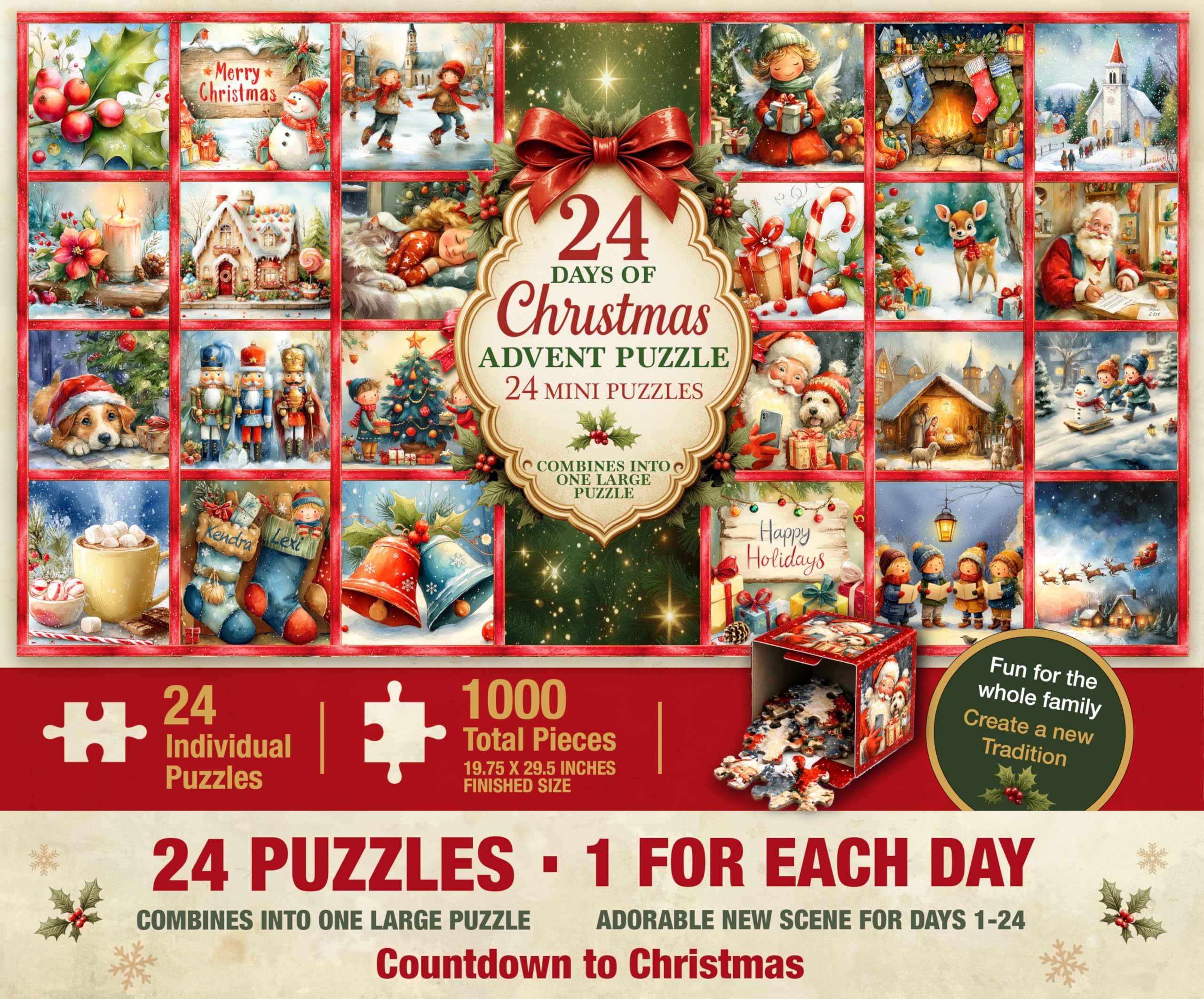 Prime Time Puzzles Christmas Advent Puzzle, 1000 Pieces — original gift idea
