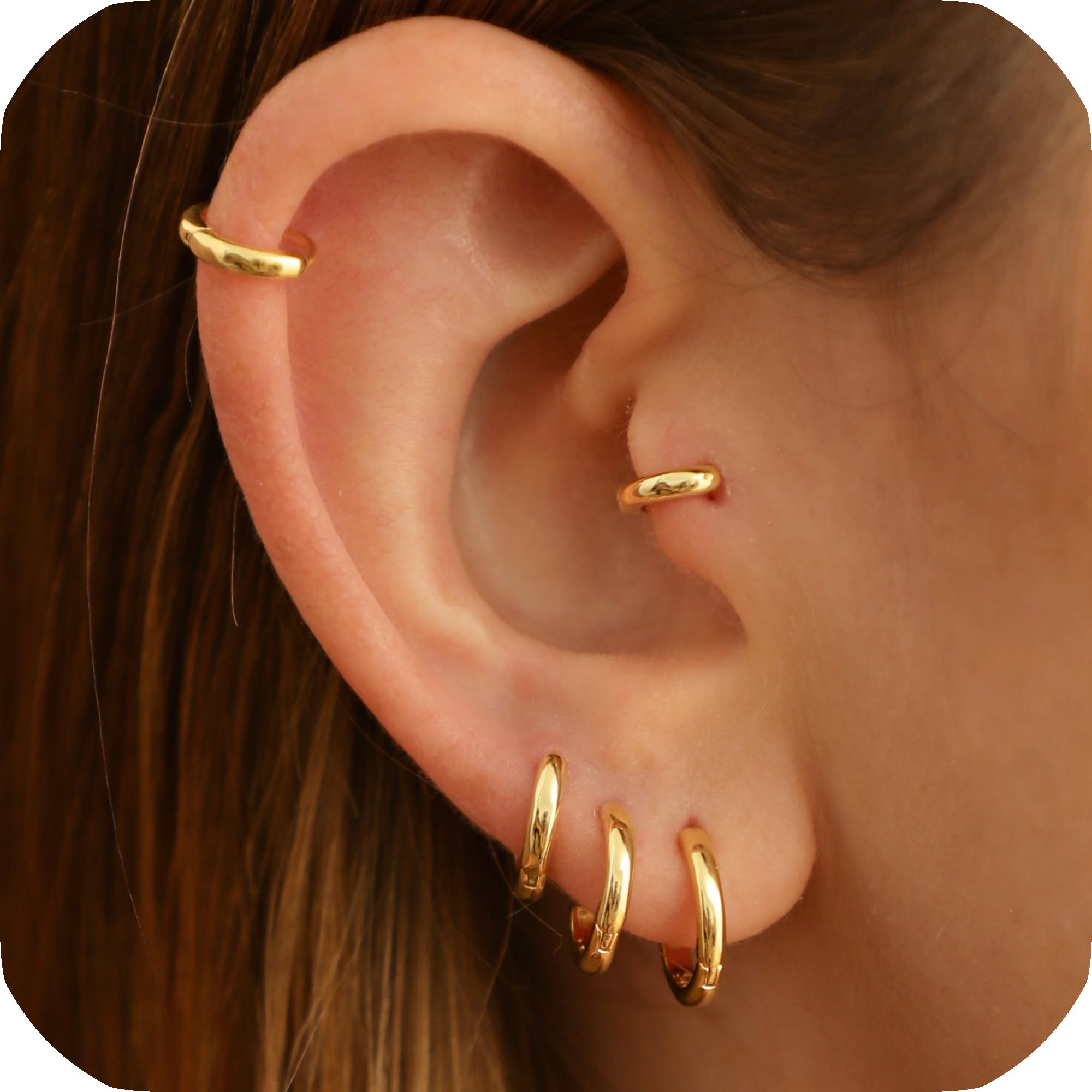 Sealoy 925 Sterling Silver Gold-Plated Huggie Hoop Earrings (8mm) — original gift idea