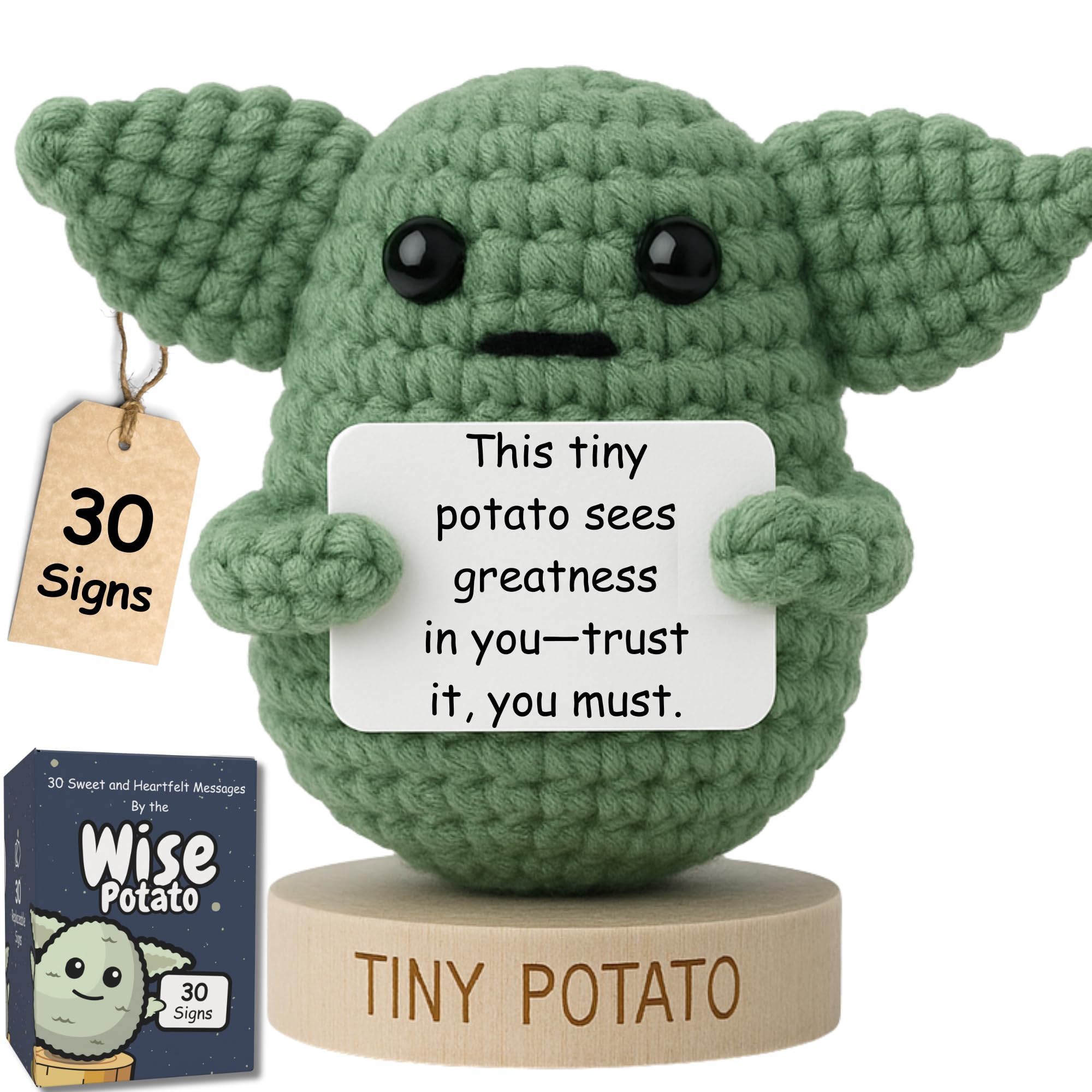 Star Wars Gifts | Handmade Baby Yoda Positive Crochet with 30 Fun Affirmations — original gift idea