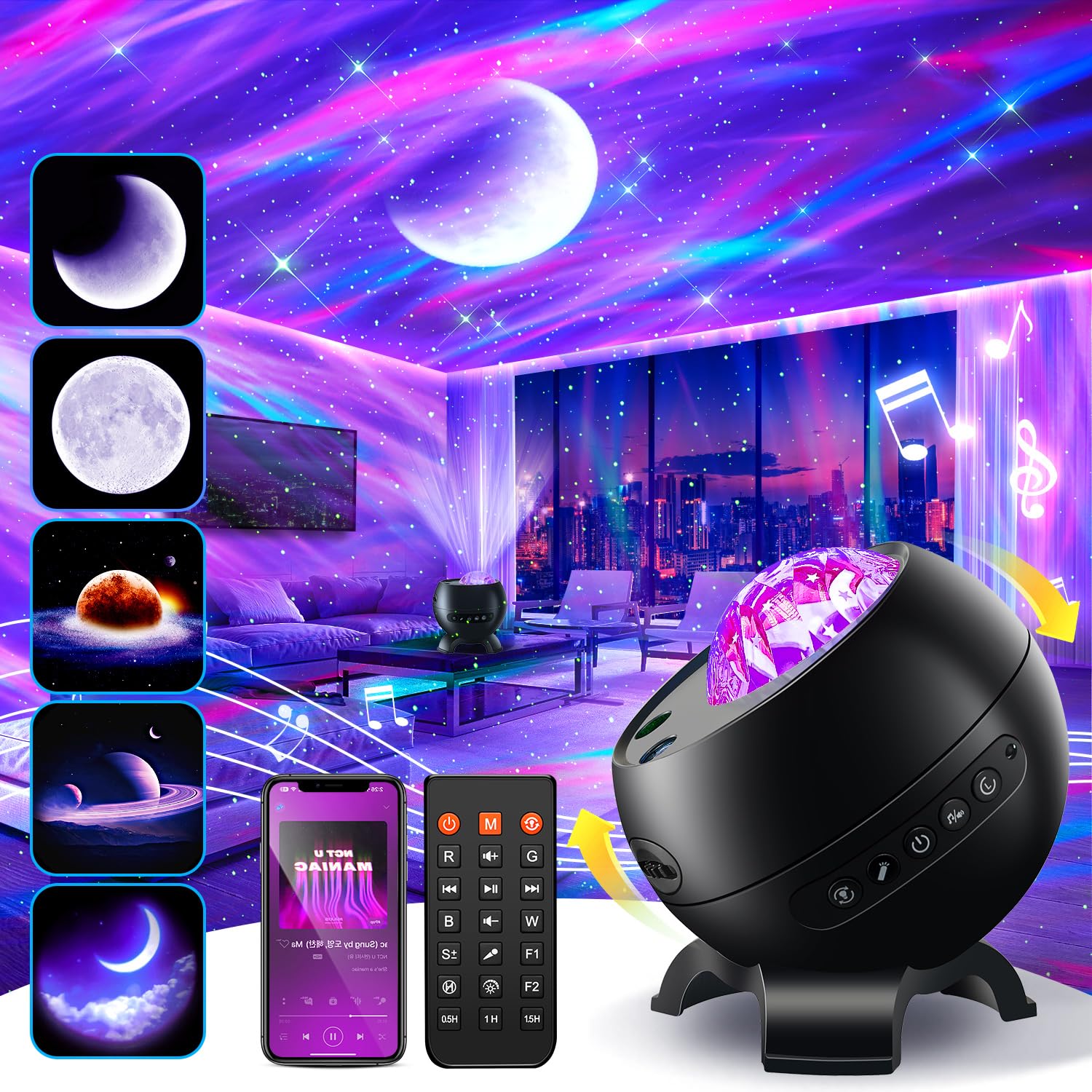 LED Light Gifts Home Decor Light Projector with 375 Effects, Bluetooth — original gift idea