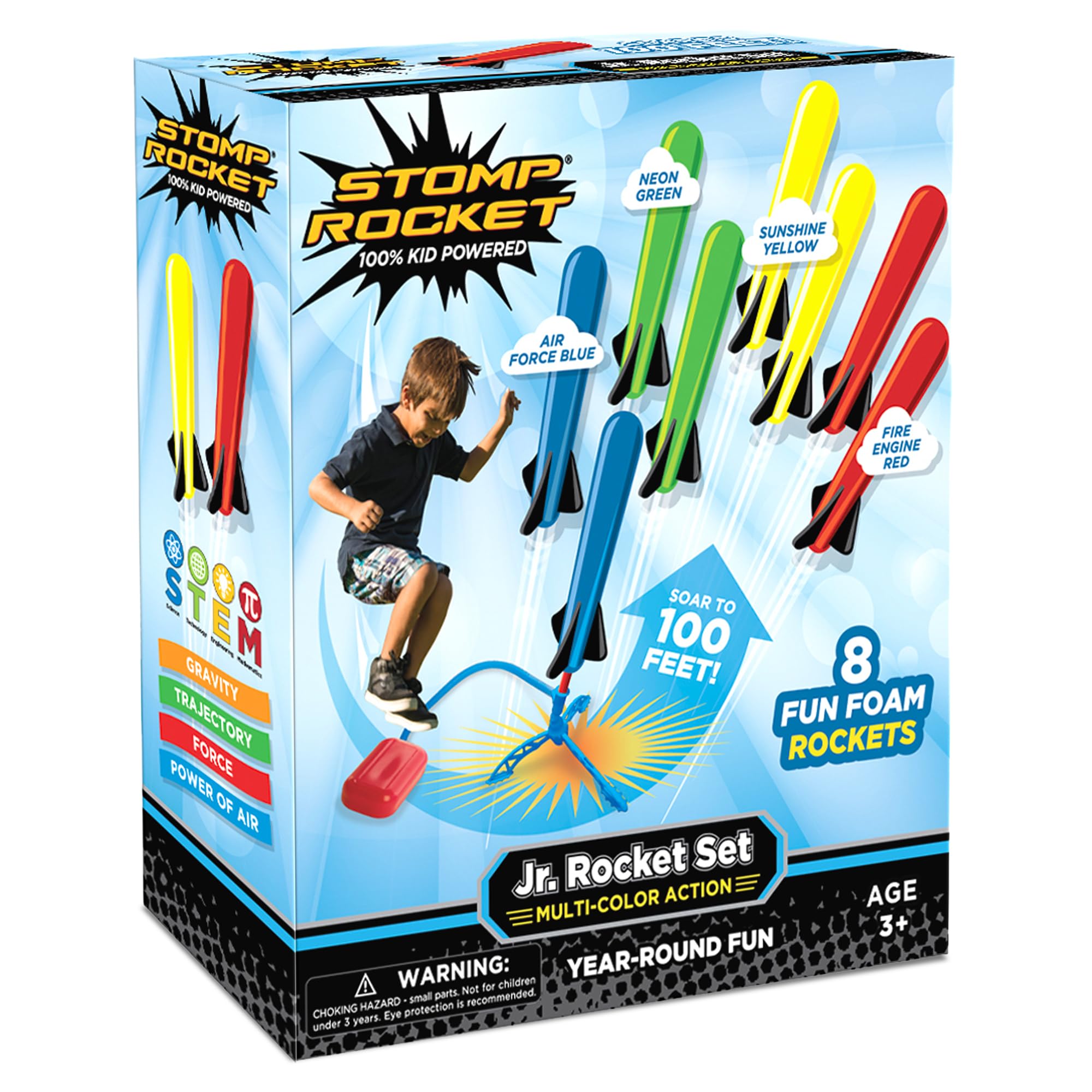 Stomp Rocket Jr. Multi-Color Rocket Launcher, 8 Rockets — original gift idea