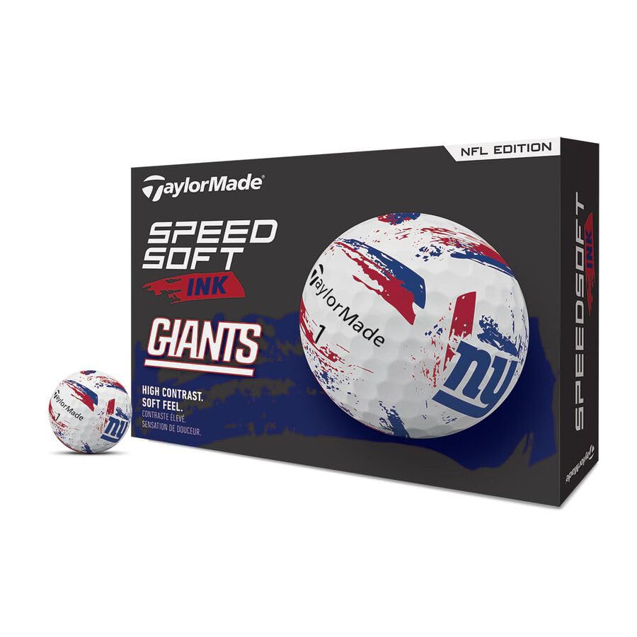 TaylorMade SpeedSoft Ink NFL Golf Balls, New York Giants (1 Dozen) — original gift idea