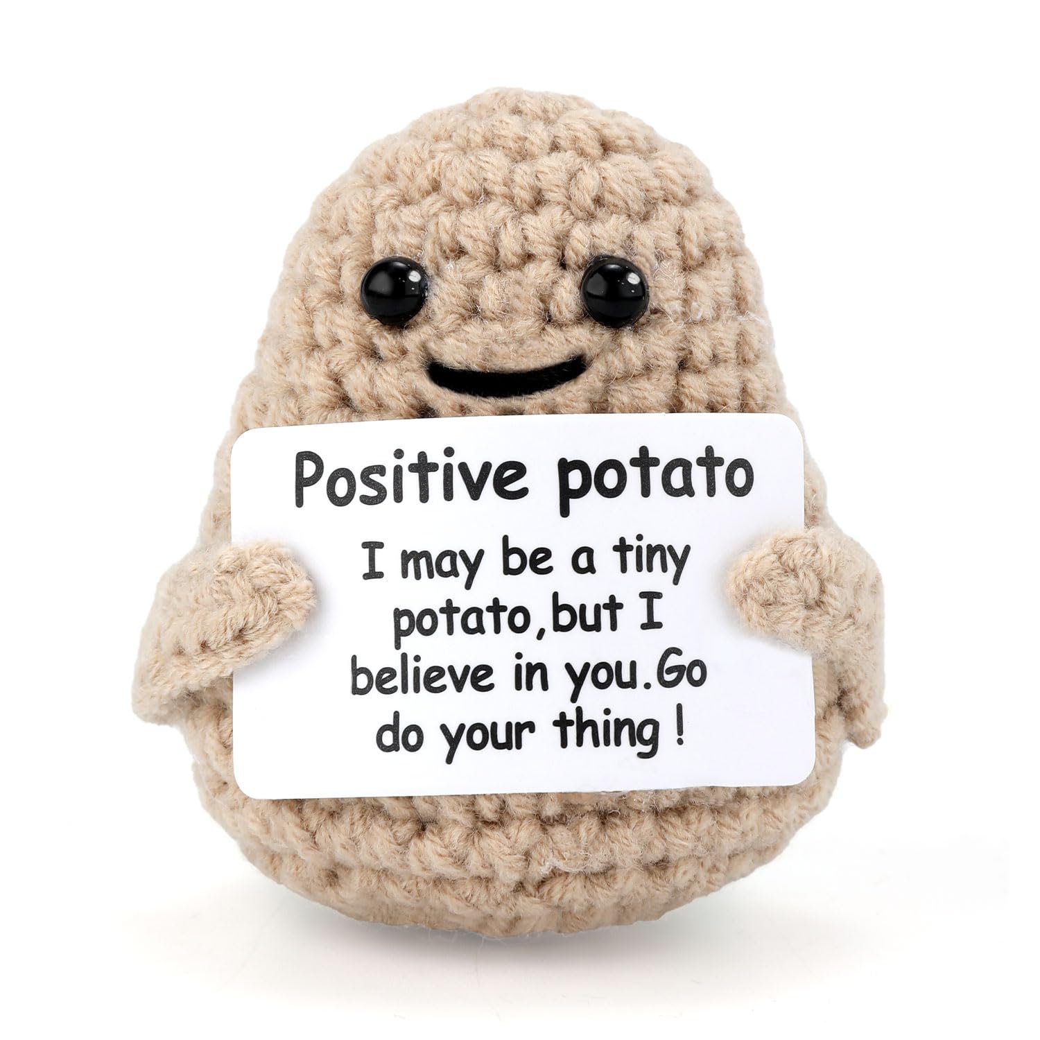 Crochet Potato Doll with Positive Card — original gift idea