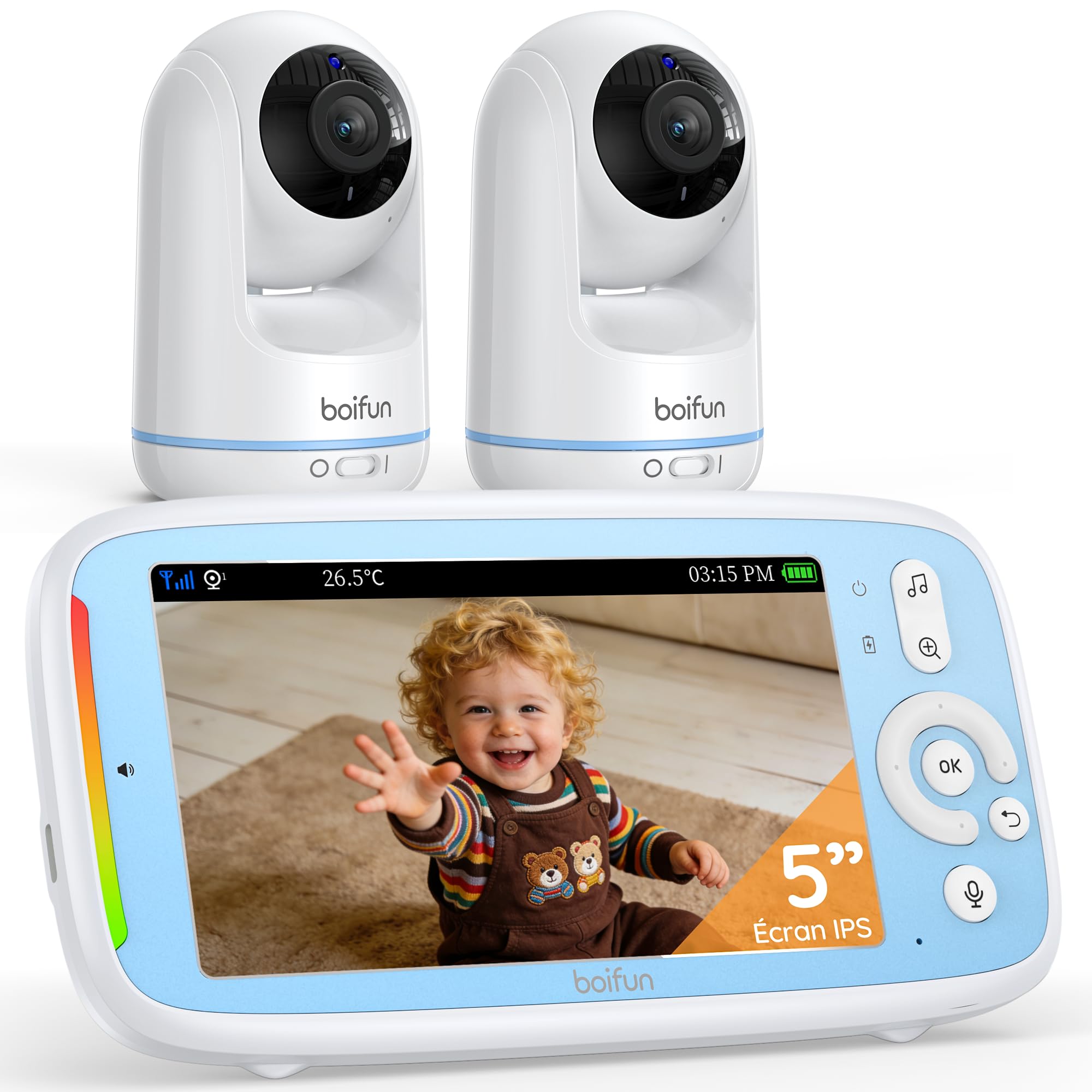 BOIFUN Babyphone 2 Caméras Panoramique 360° — idée cadeau original