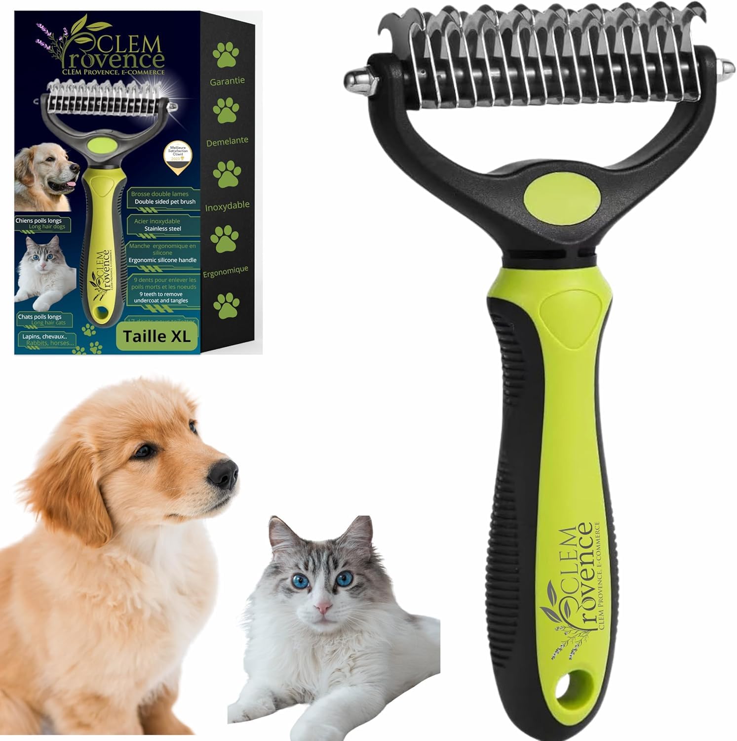 Brosse démêlante double lame CLEM Provence — idée cadeau original