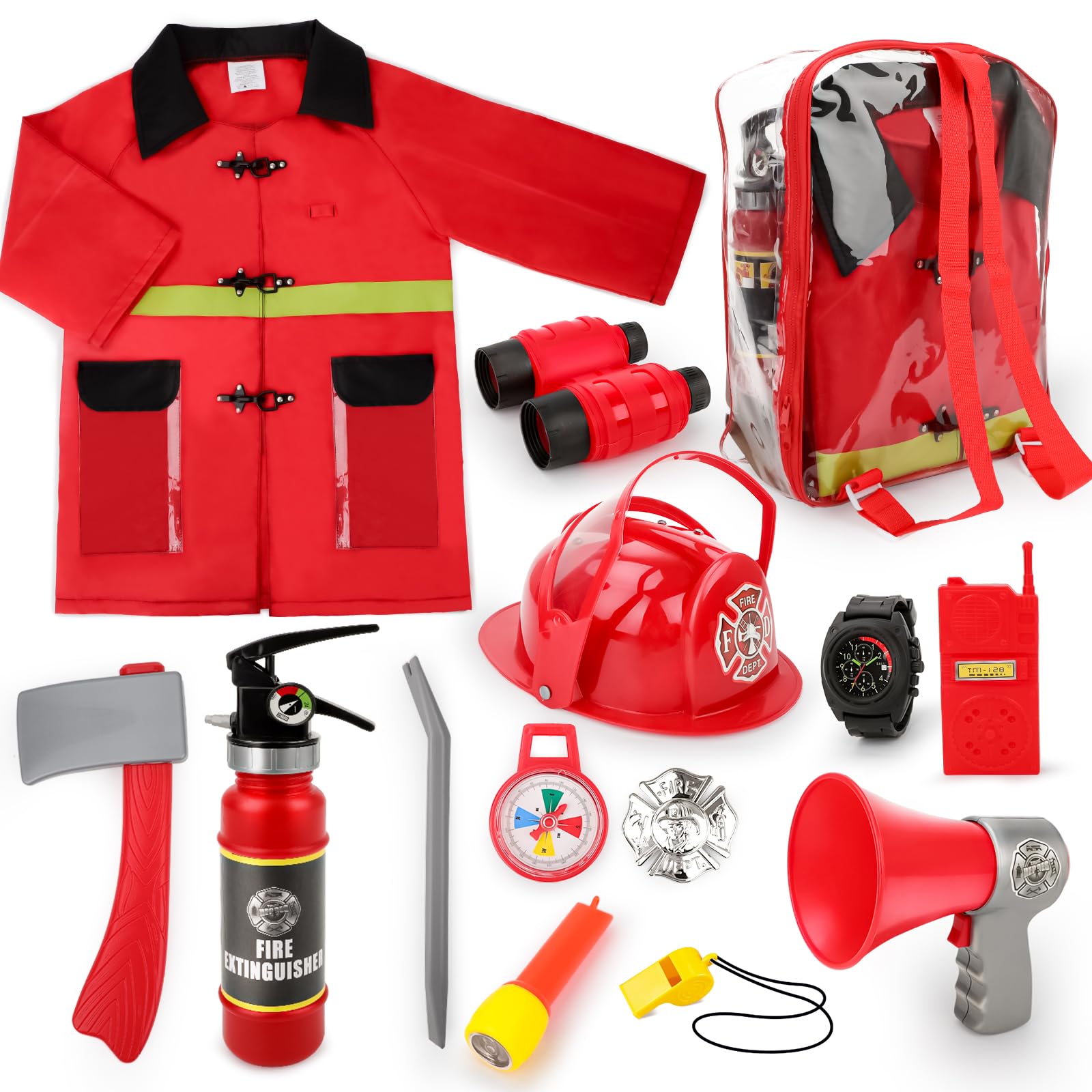 deAO 14-Piece Fireman Costume Set for Kids — original gift idea