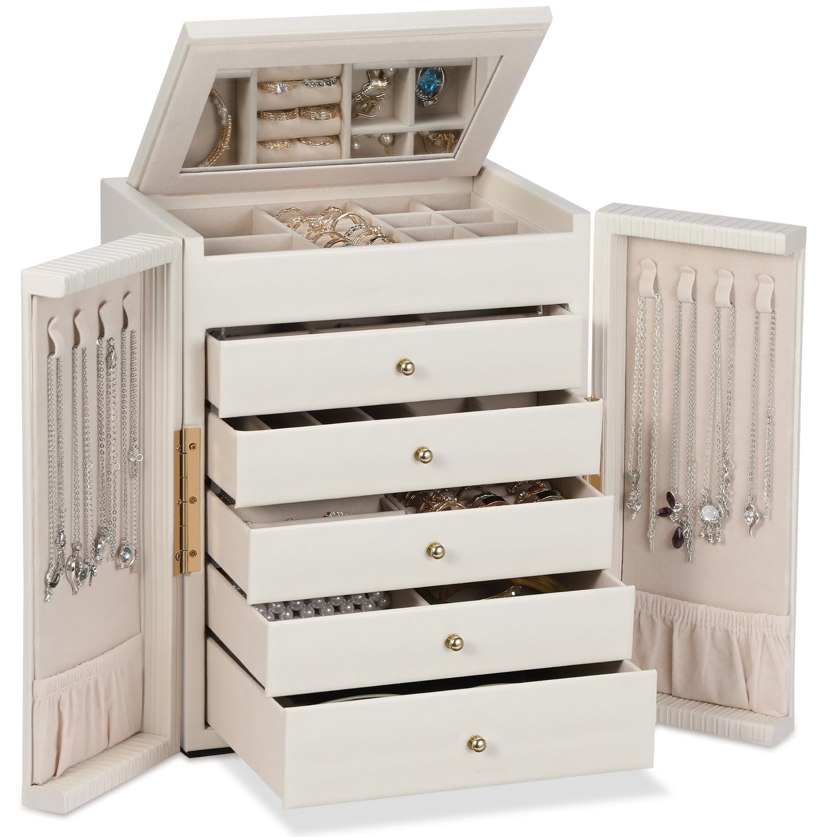 La grande boîte à bijoux Dajasan 5 tiroirs beige — idée cadeau original