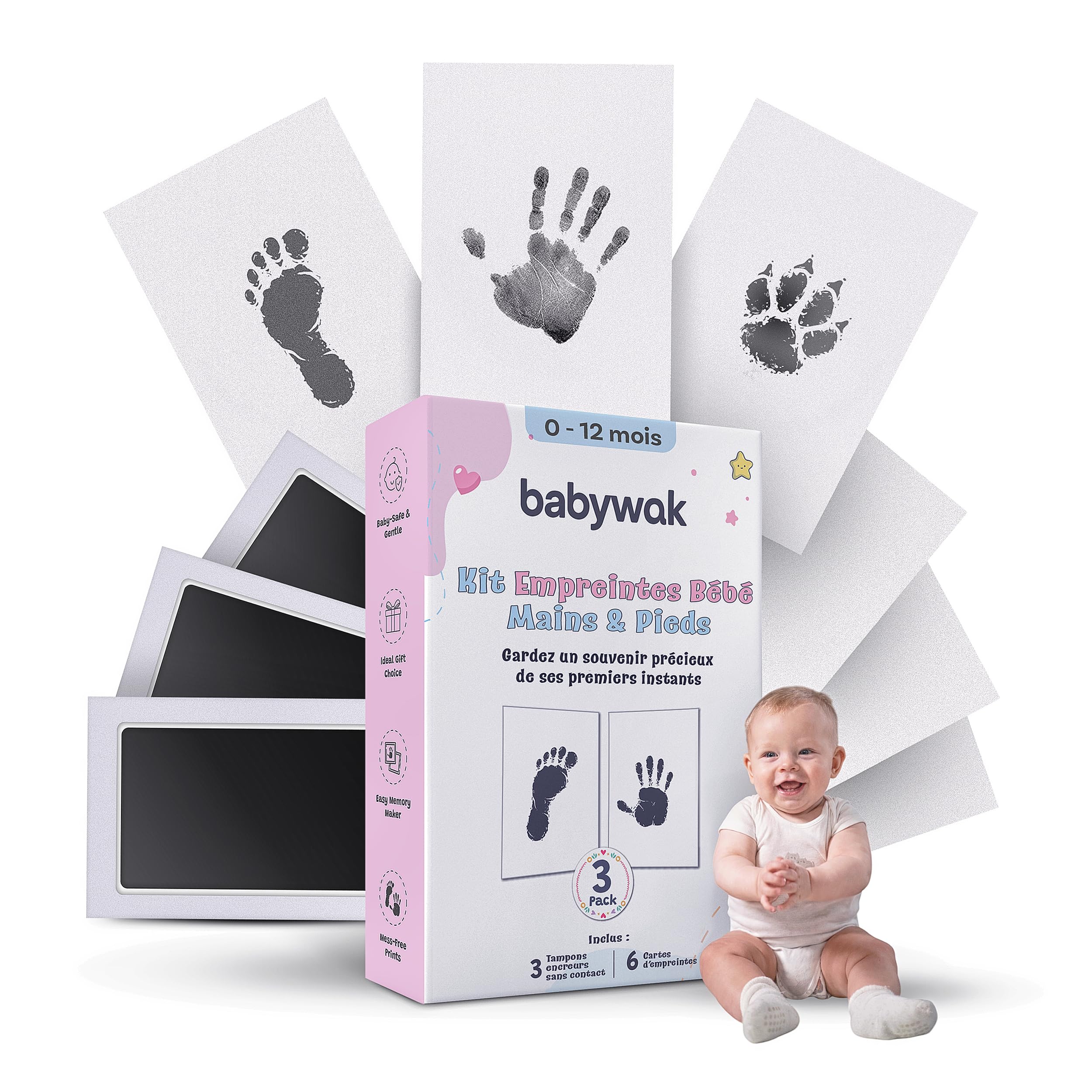 Kit Empreinte Bébé Babywak - Tampon Encre Sans Contact — idée cadeau original