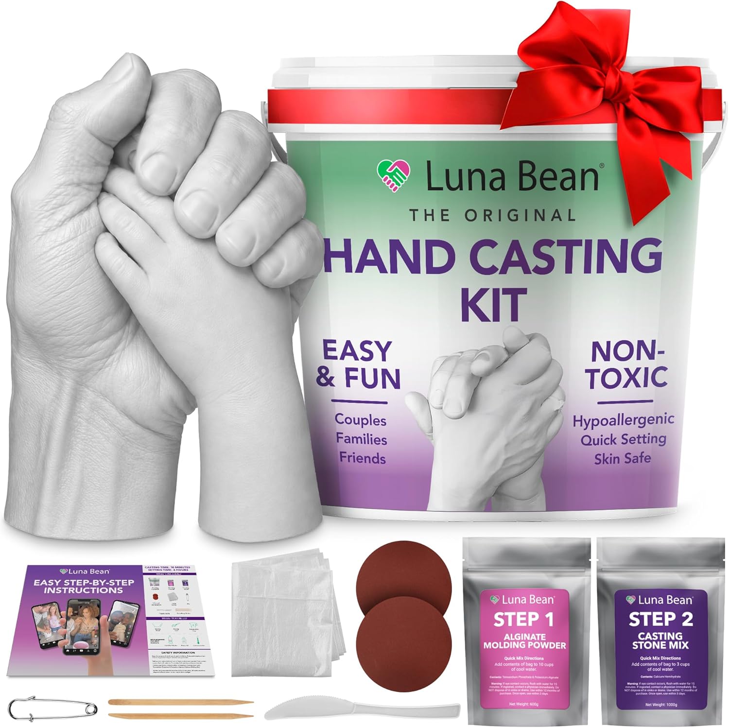 Le kit de moulage de mains en plâtre Luna Bean — cadeau drôle et insolite