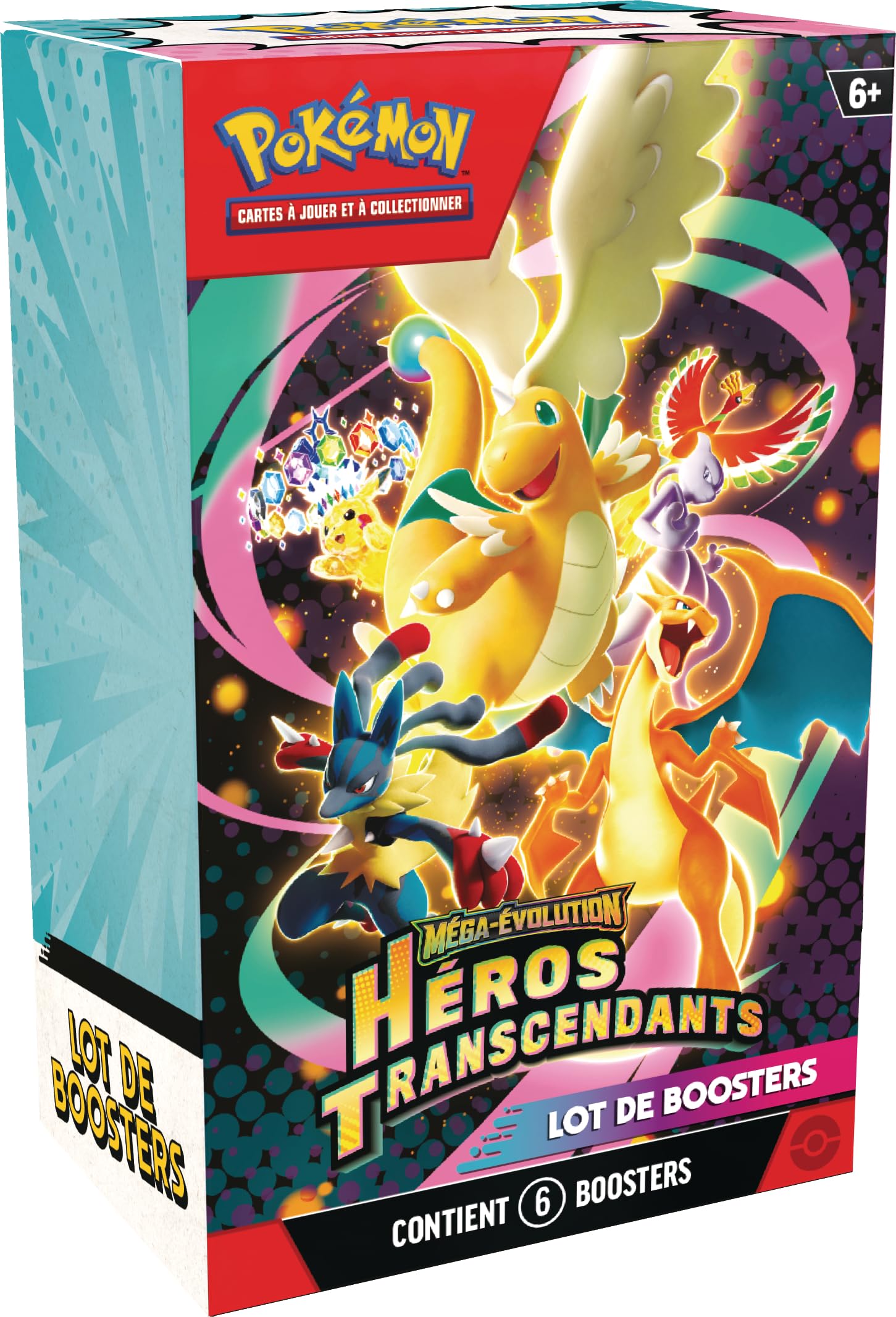 Pokémon : Lot de 6 boosters Méga-Évolution Héros Transcendants — idée cadeau original
