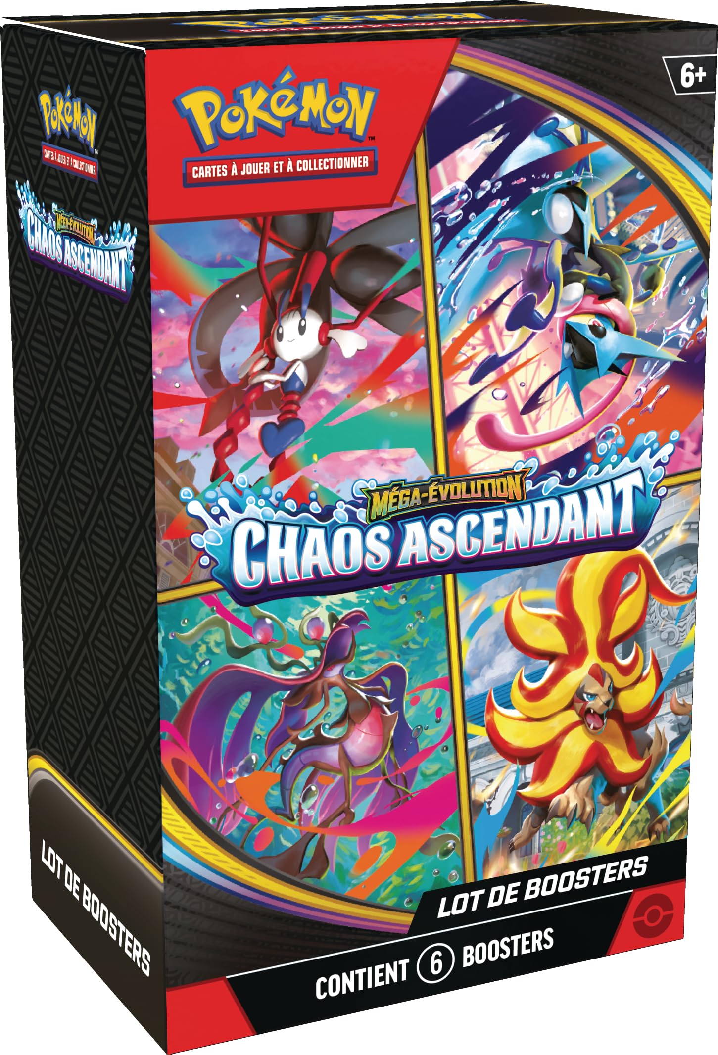 Pokémon : Lot de 6 boosters Méga-Évolution Chaos Ascendant — idée cadeau original