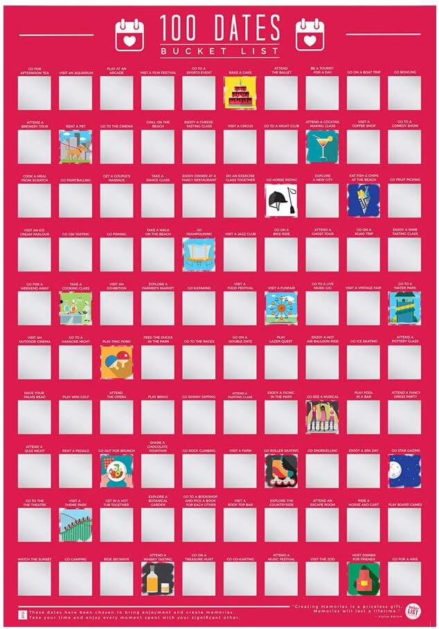 Le poster à gratter 100 Dates Couples — cadeau drôle et insolite