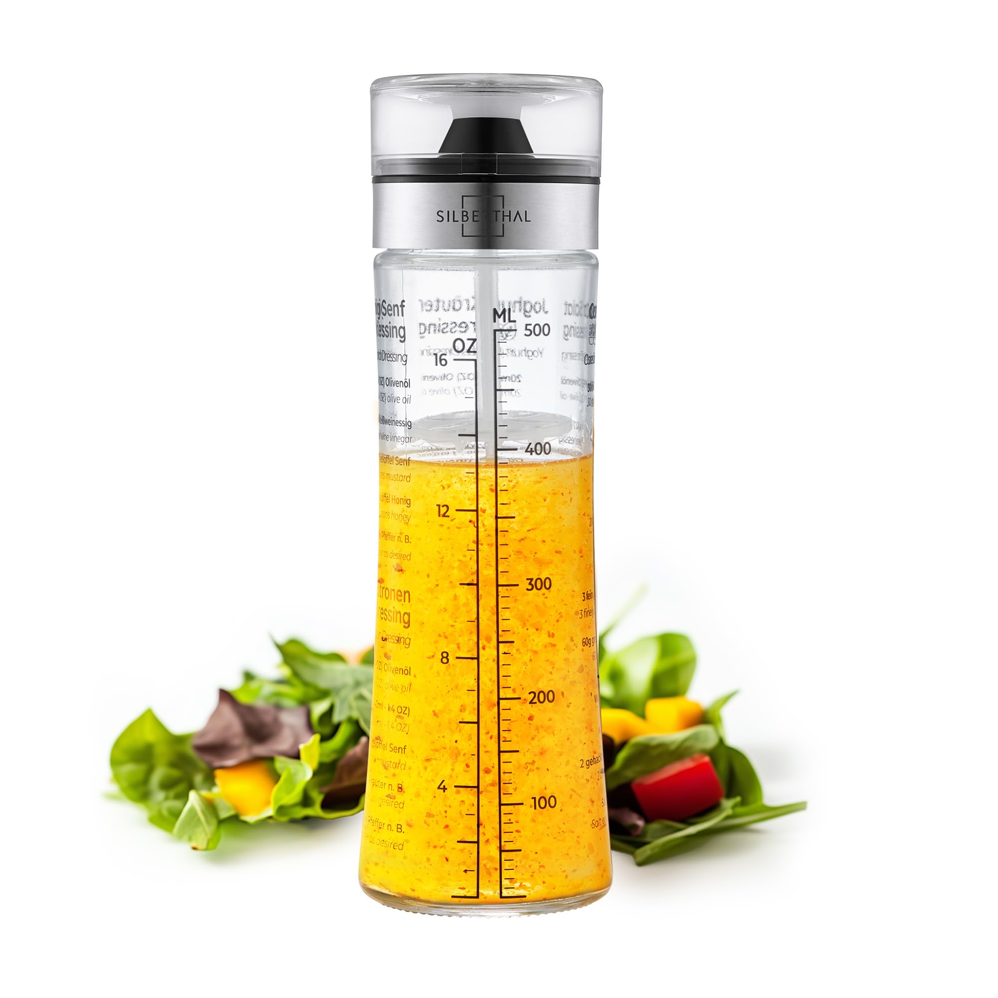 Shaker vinaigrette gradué avec recettes — cadeau drôle et insolite