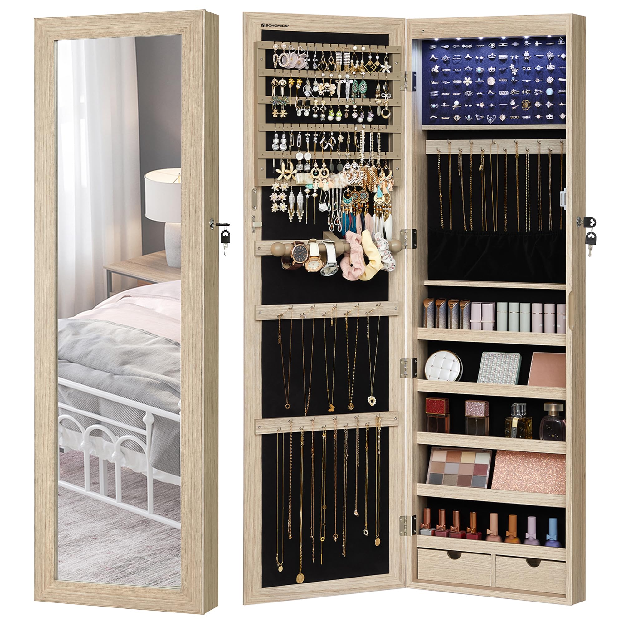 L'armoire à bijoux murale SONGMICS effet chêne — idée cadeau original