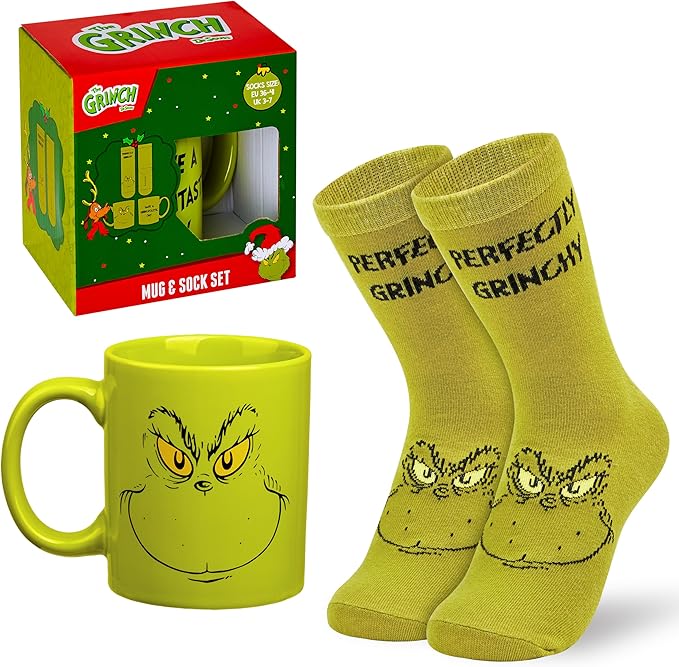 Le coffret mug Grinch avec chaussettes — cadeau drôle et insolite