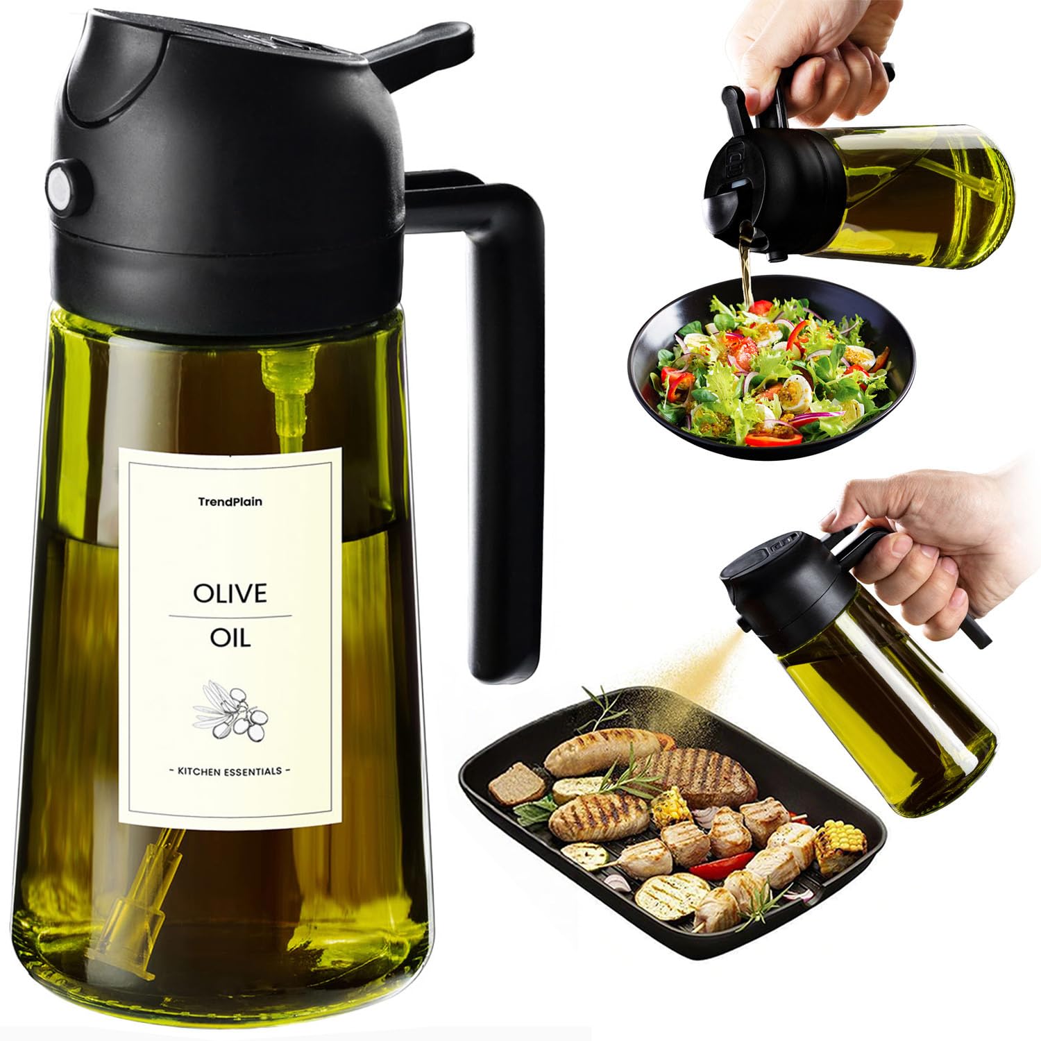 TrendPlain Vaporisateur d'Huile Cuisine 470ml 2-en-1 Air Fryer — idée cadeau original