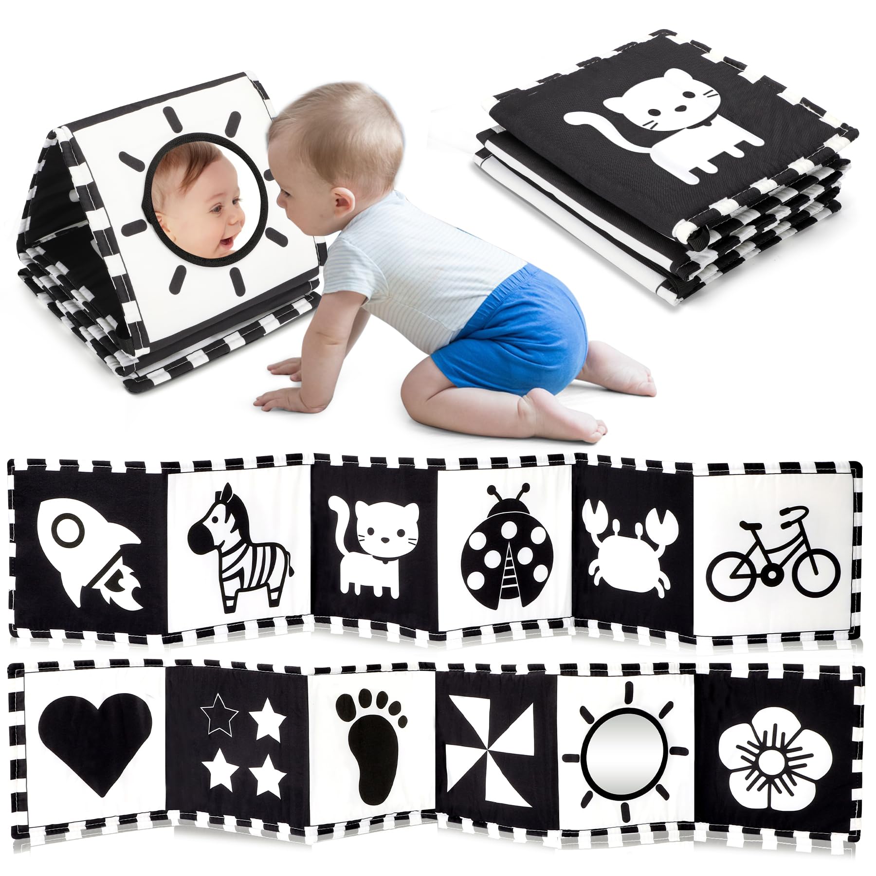 URMYWO Livre Tissu d'Éveil Montessori Noir et Blanc — idée cadeau original